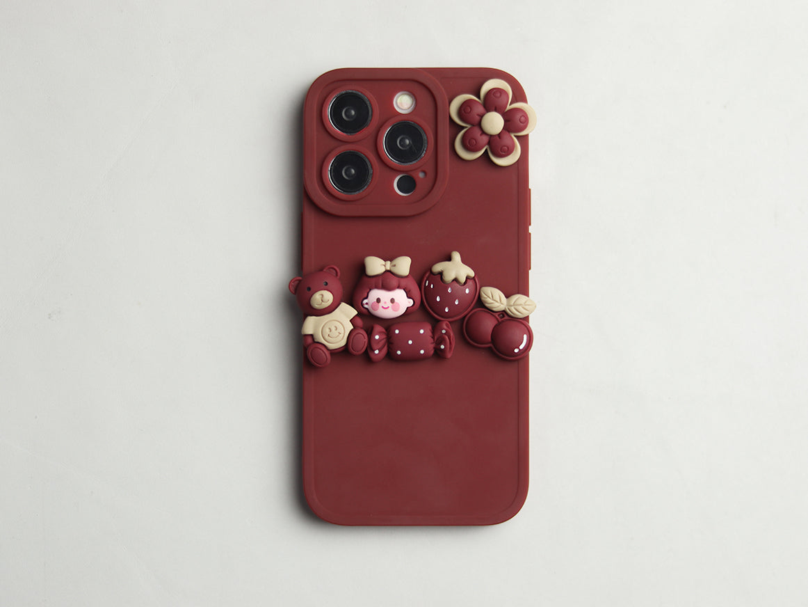 RED FLOWER BEAR PHONE CASE - GRIP GADGETS