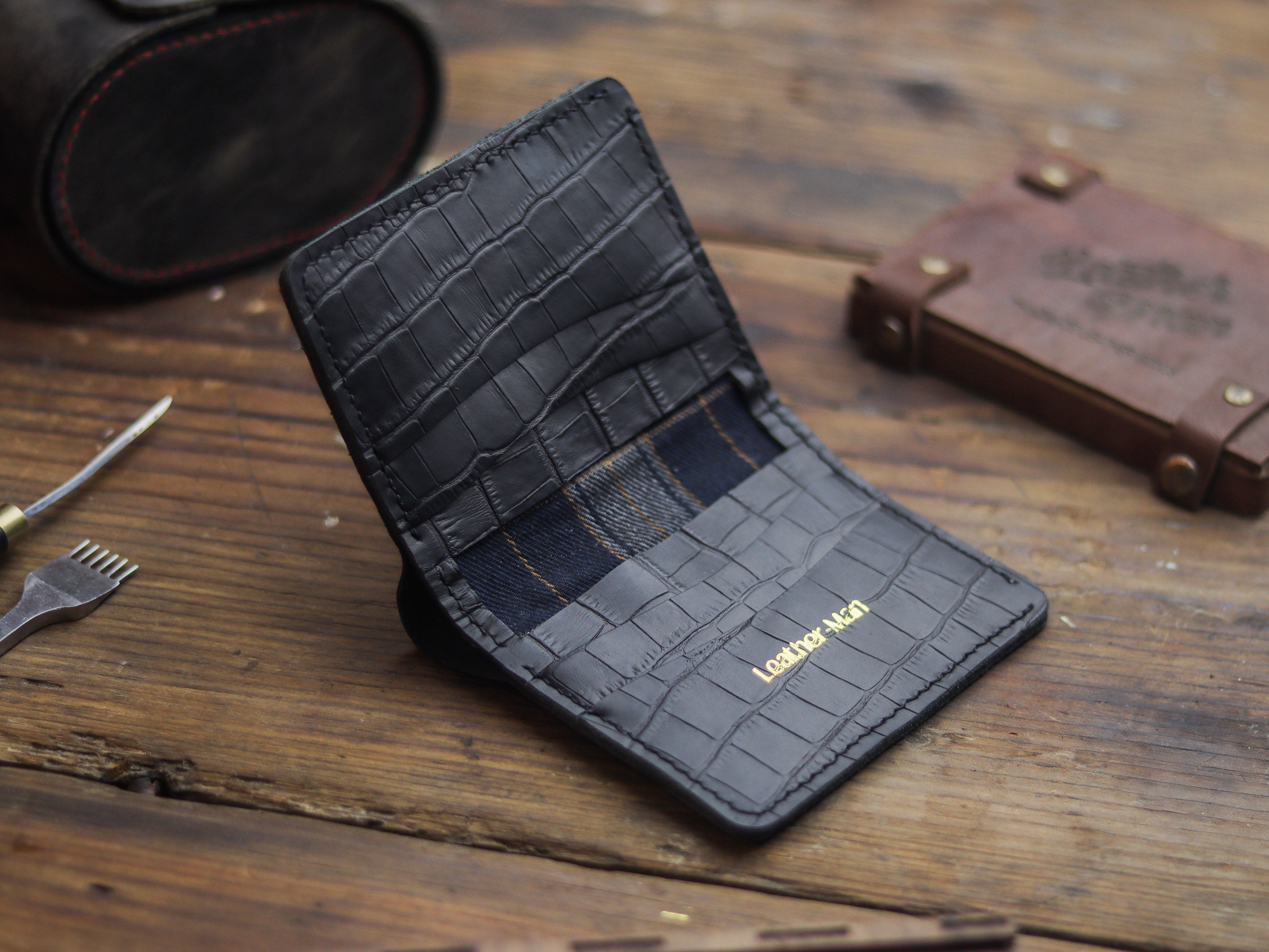 HAMPTON PRO BIFOLD WALLET BLACK CROCO