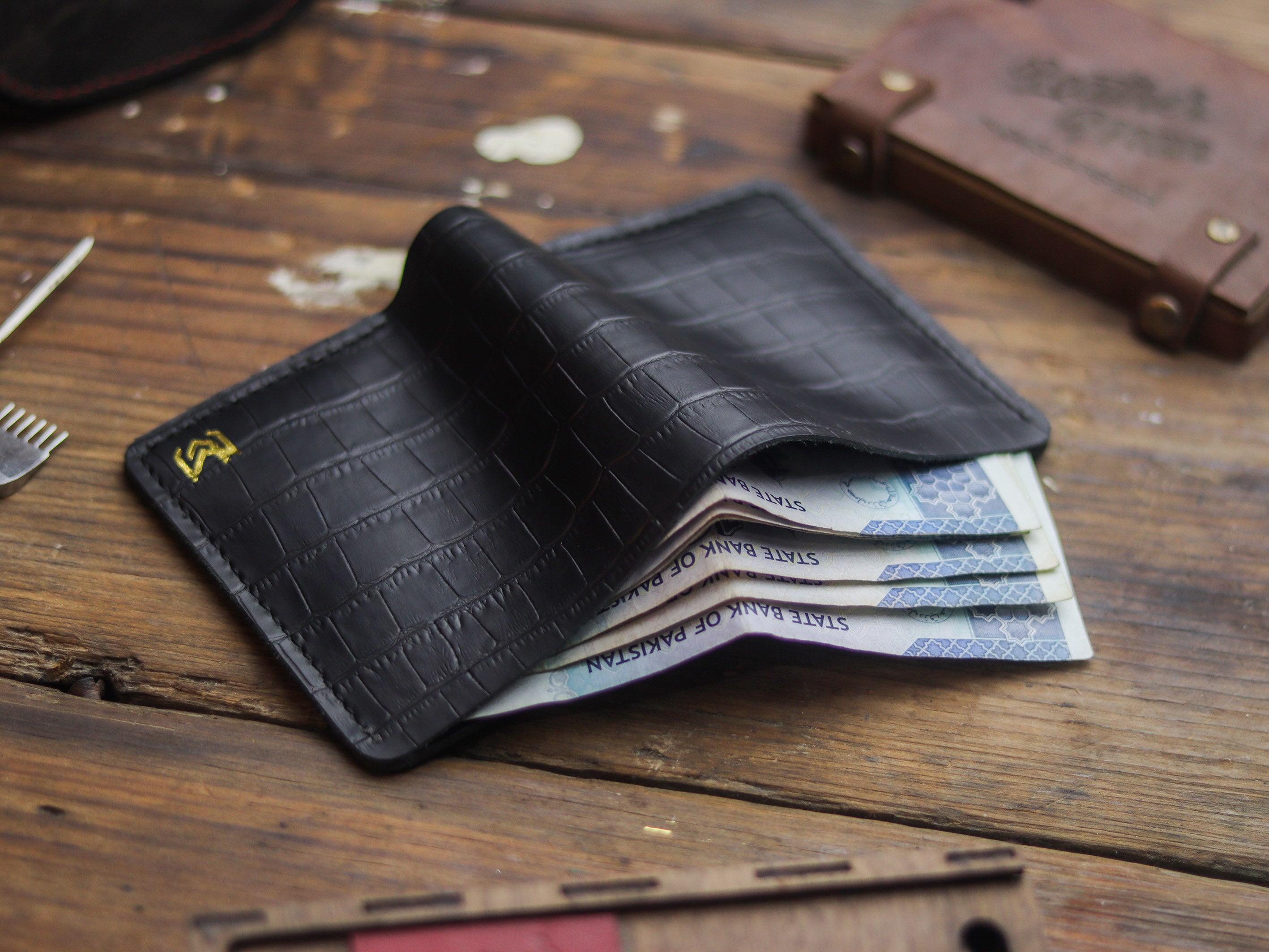HAMPTON PRO BIFOLD WALLET BLACK CROCO