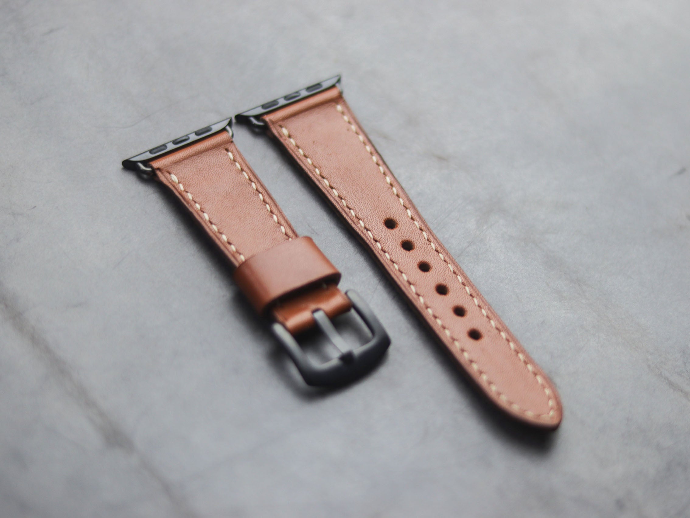 TAN BROWN FULL STITCHED HAND-CRAFTED APPLE WATCH STRAPS