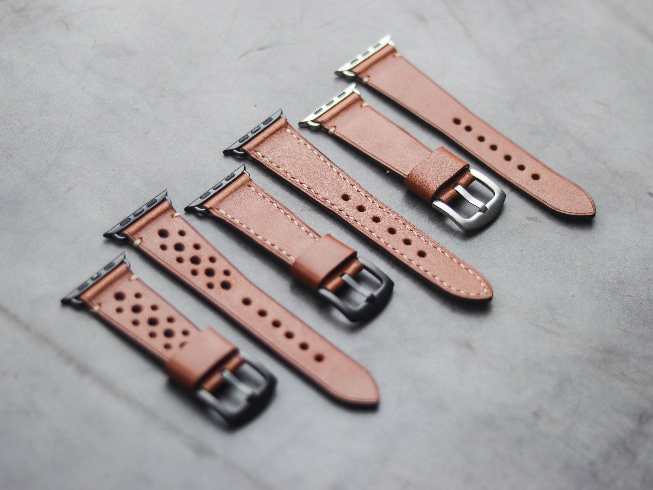 TAN BROWN FULL STITCHED HAND-CRAFTED APPLE WATCH STRAPS