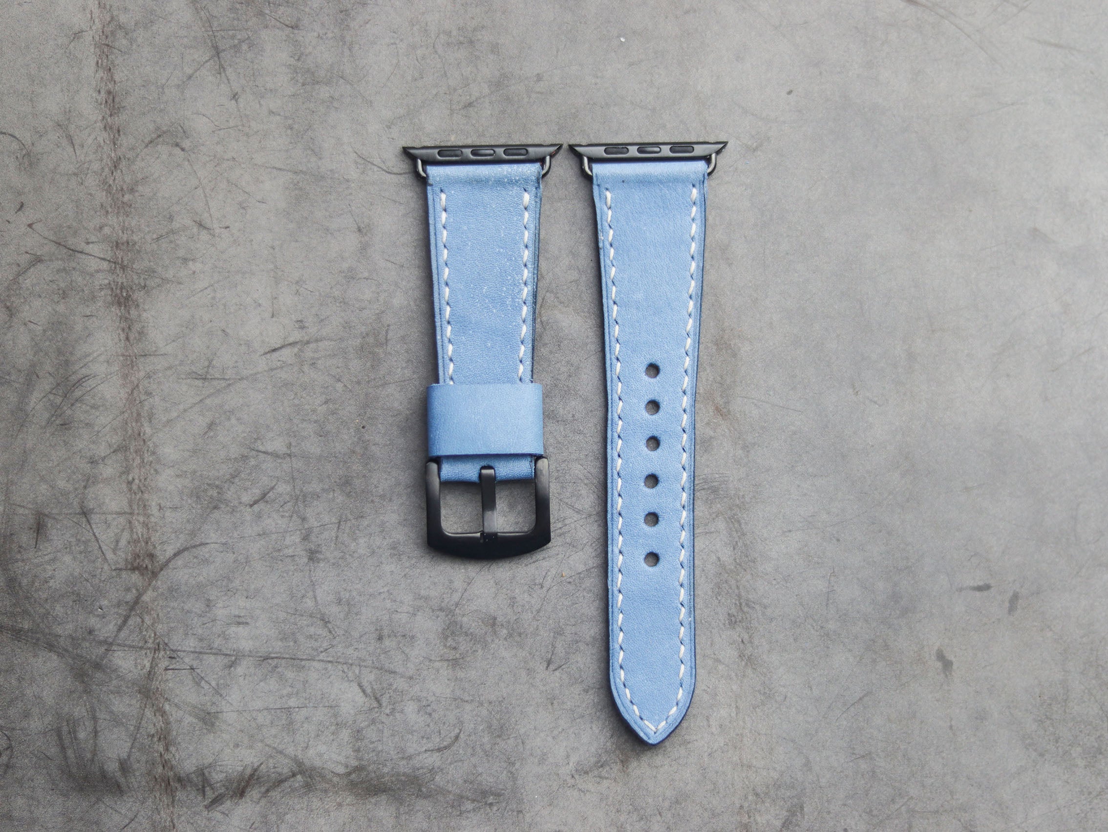 CAROLINE BLUE FULL STITCHED HAND-CRAFTED APPLE WATCH STRAPS