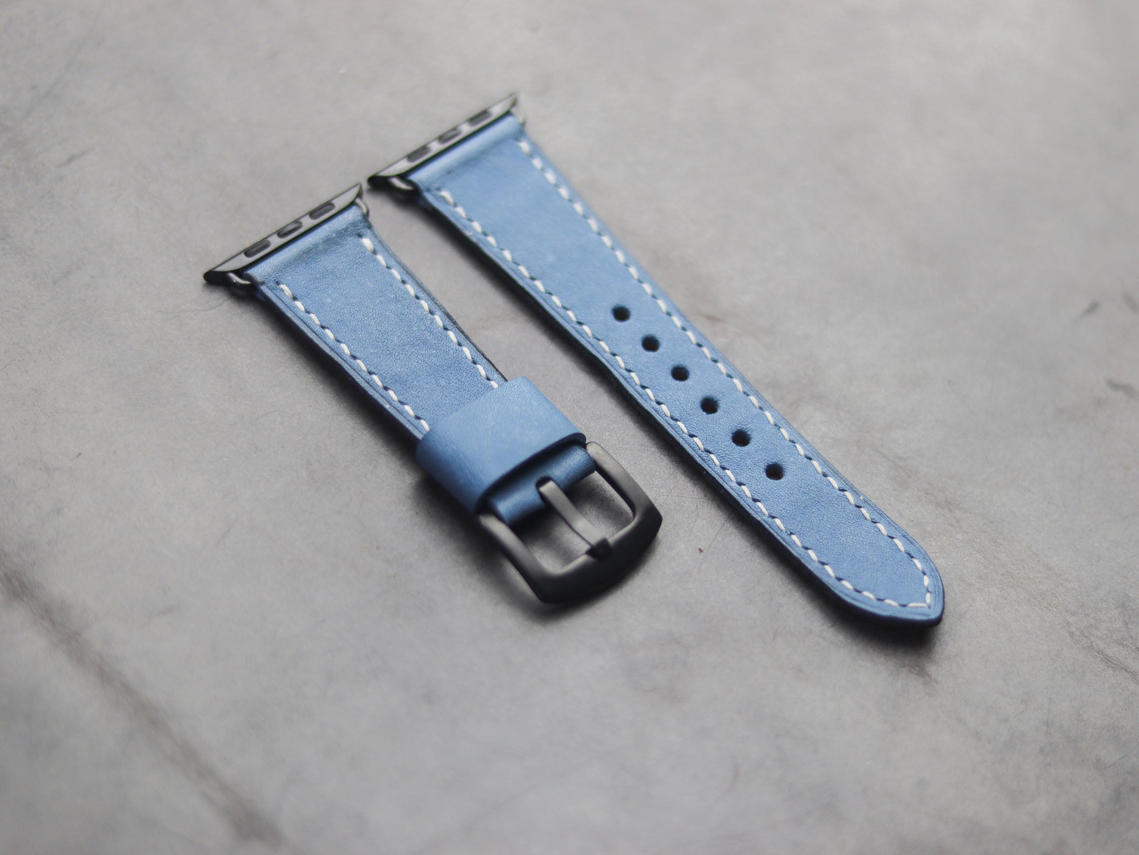 CAROLINE BLUE FULL STITCHED HAND-CRAFTED APPLE WATCH STRAPS