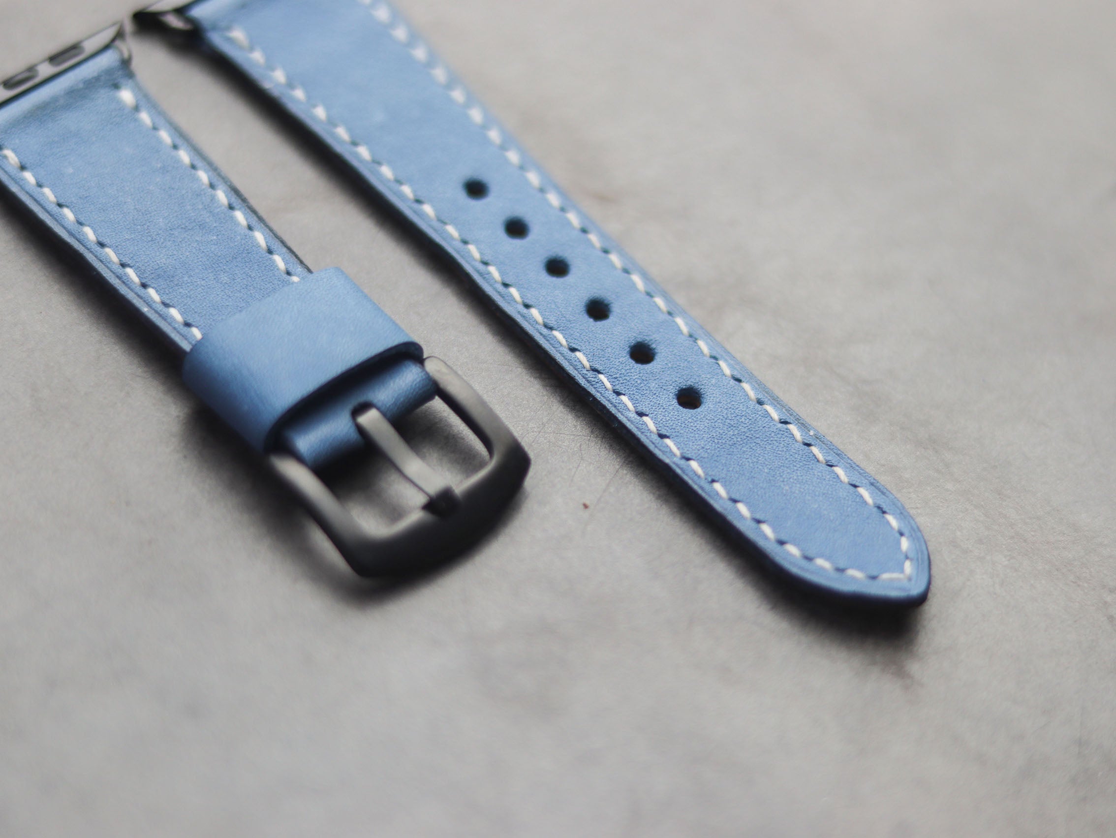 CAROLINE BLUE FULL STITCHED HAND-CRAFTED APPLE WATCH STRAPS
