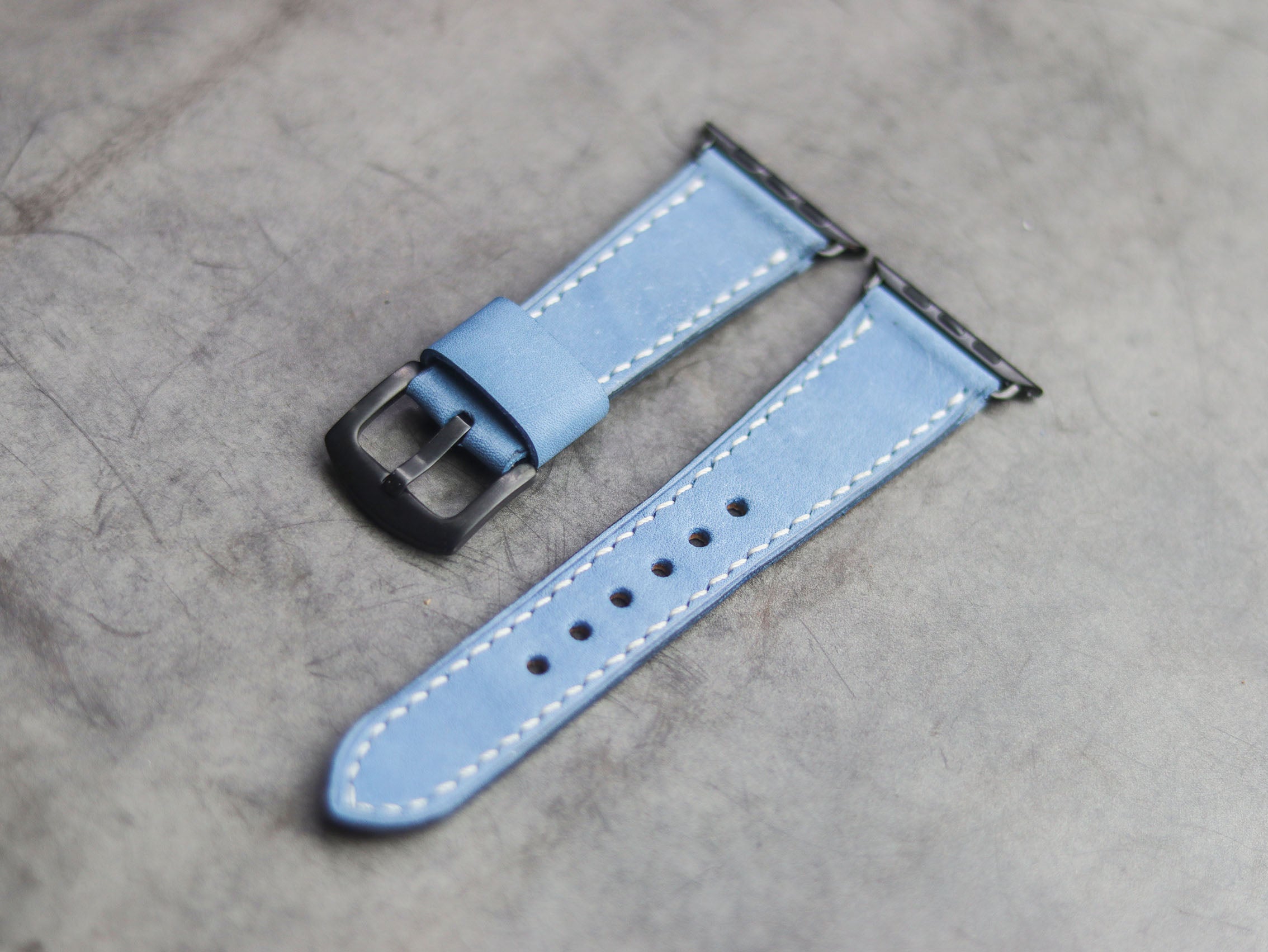 CAROLINE BLUE FULL STITCHED HAND-CRAFTED APPLE WATCH STRAPS