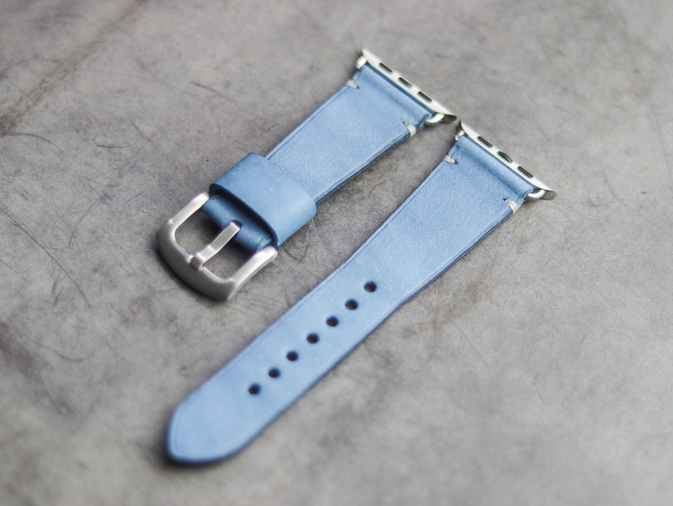 CAROLINE BLUE MINIMAL STITCHED HAND-CRAFTED APPLE WATCH STRAPS