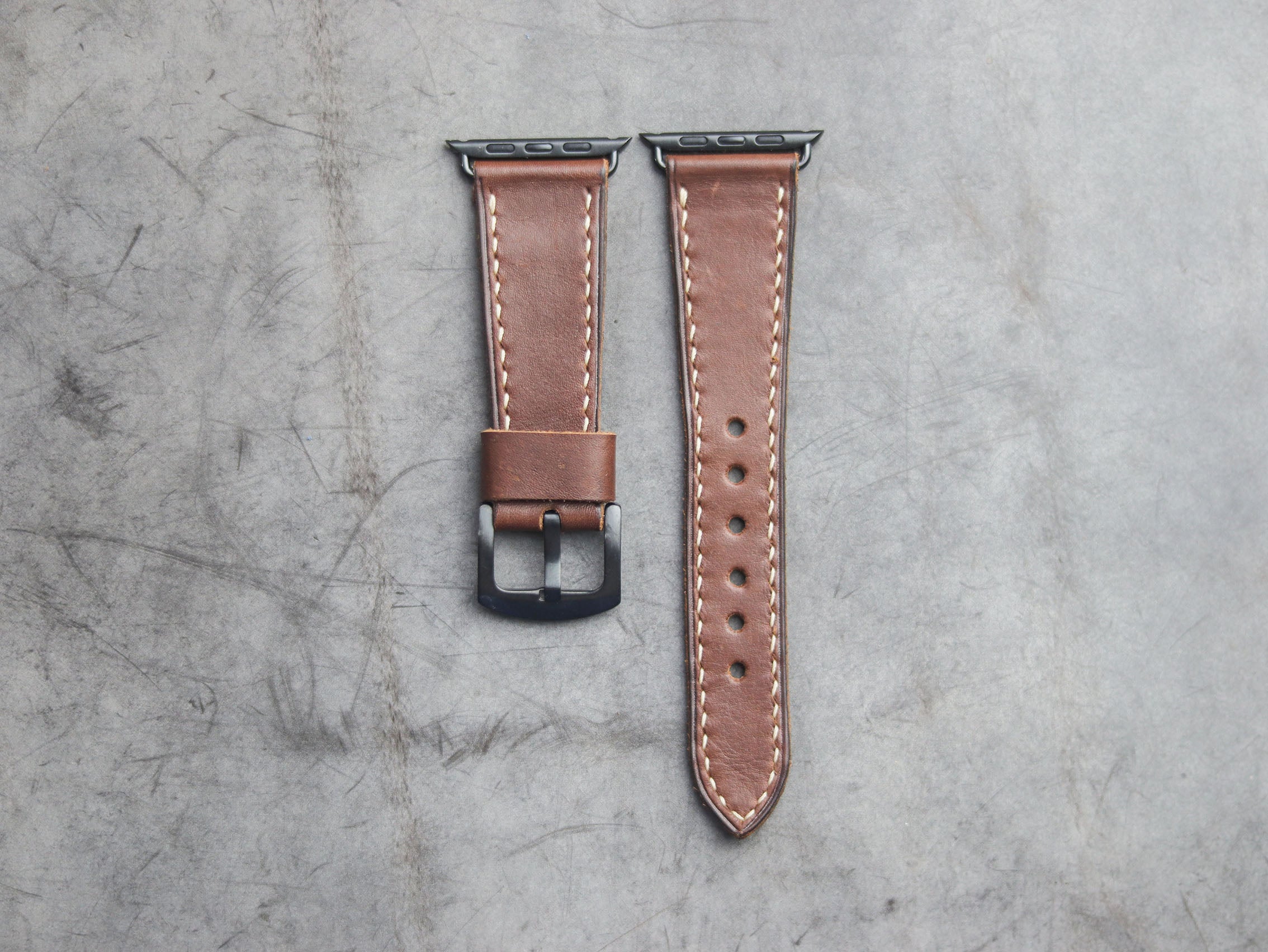 CHESTNUT BROWN FULL STITCHED HAND-CRAFTED APPLE WATCH STRAPS