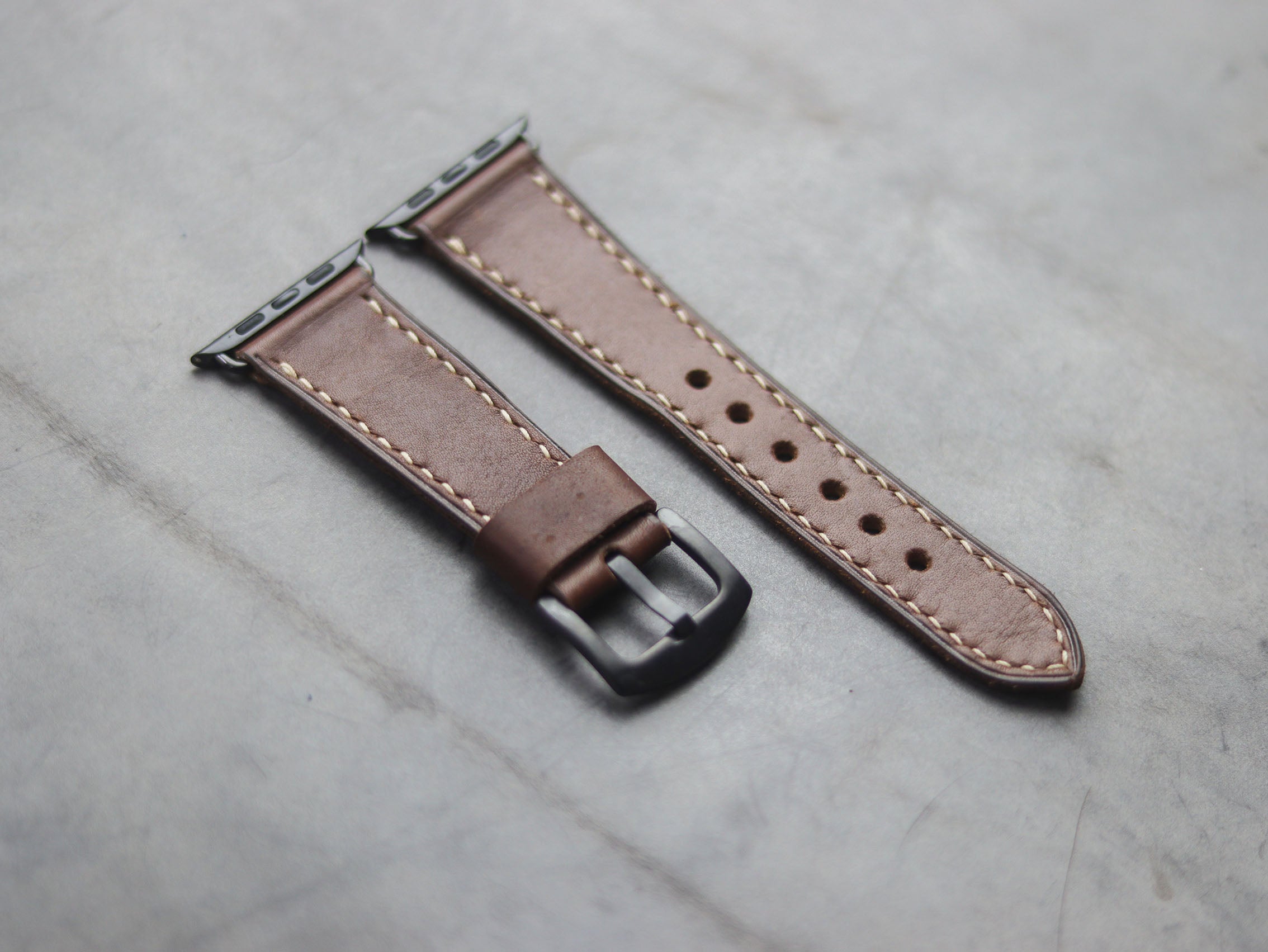 CHESTNUT BROWN FULL STITCHED HAND-CRAFTED APPLE WATCH STRAPS