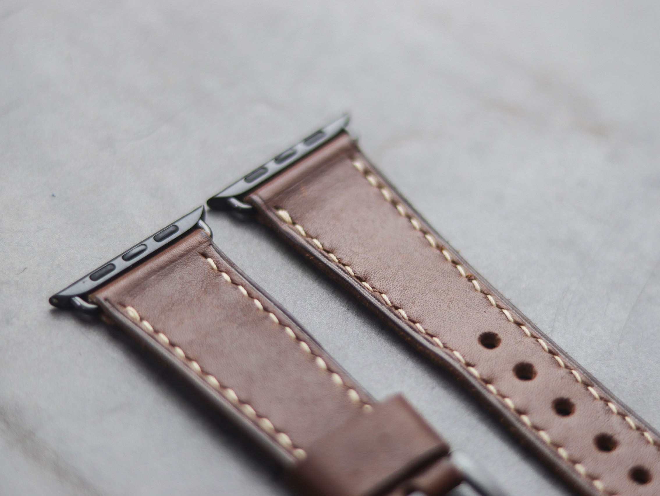 CHESTNUT BROWN FULL STITCHED HAND-CRAFTED APPLE WATCH STRAPS