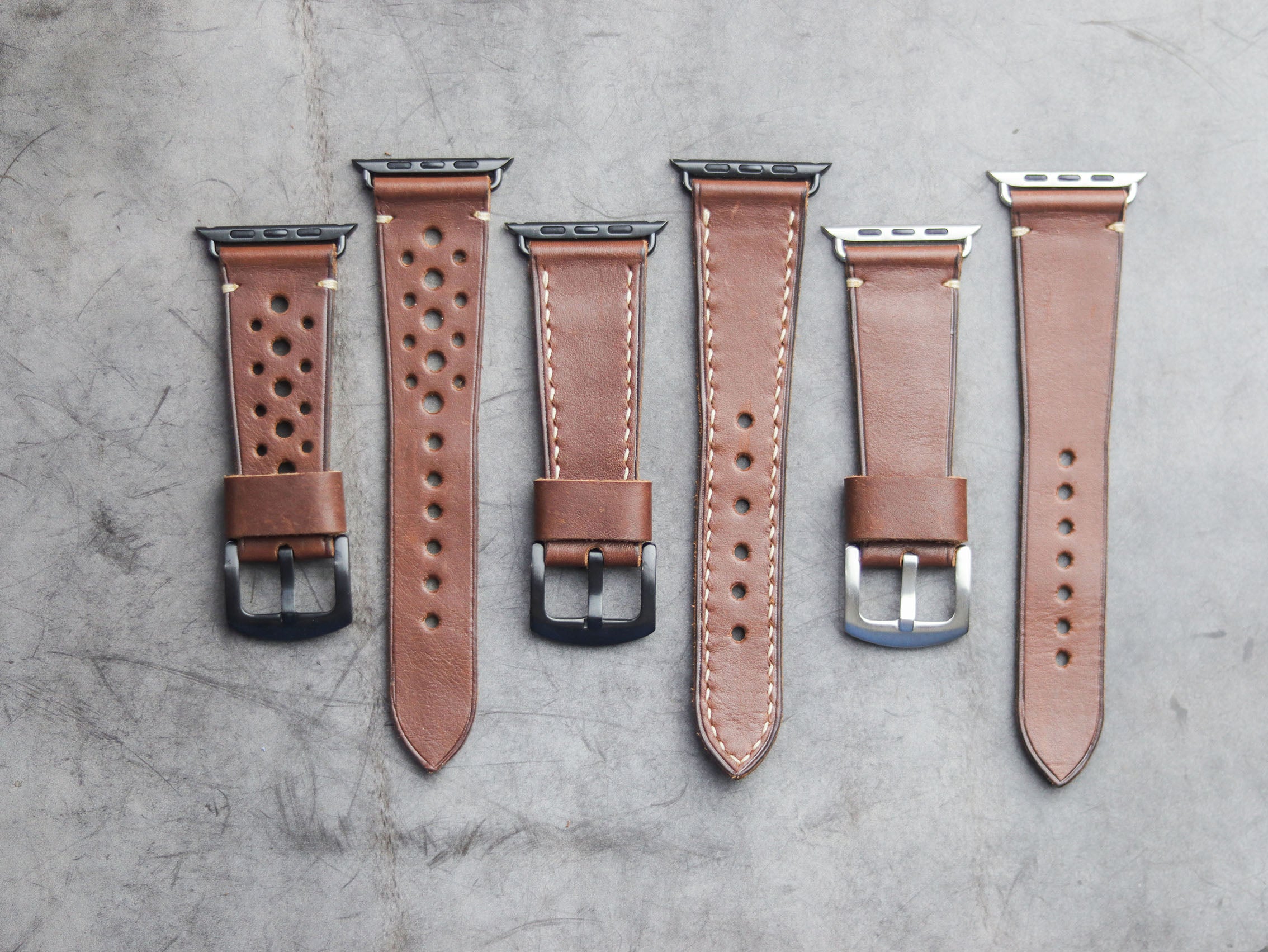 CHESTNUT BROWN MINIMAL STITCHED HAND-CRAFTED APPLE WATCH STRAPS