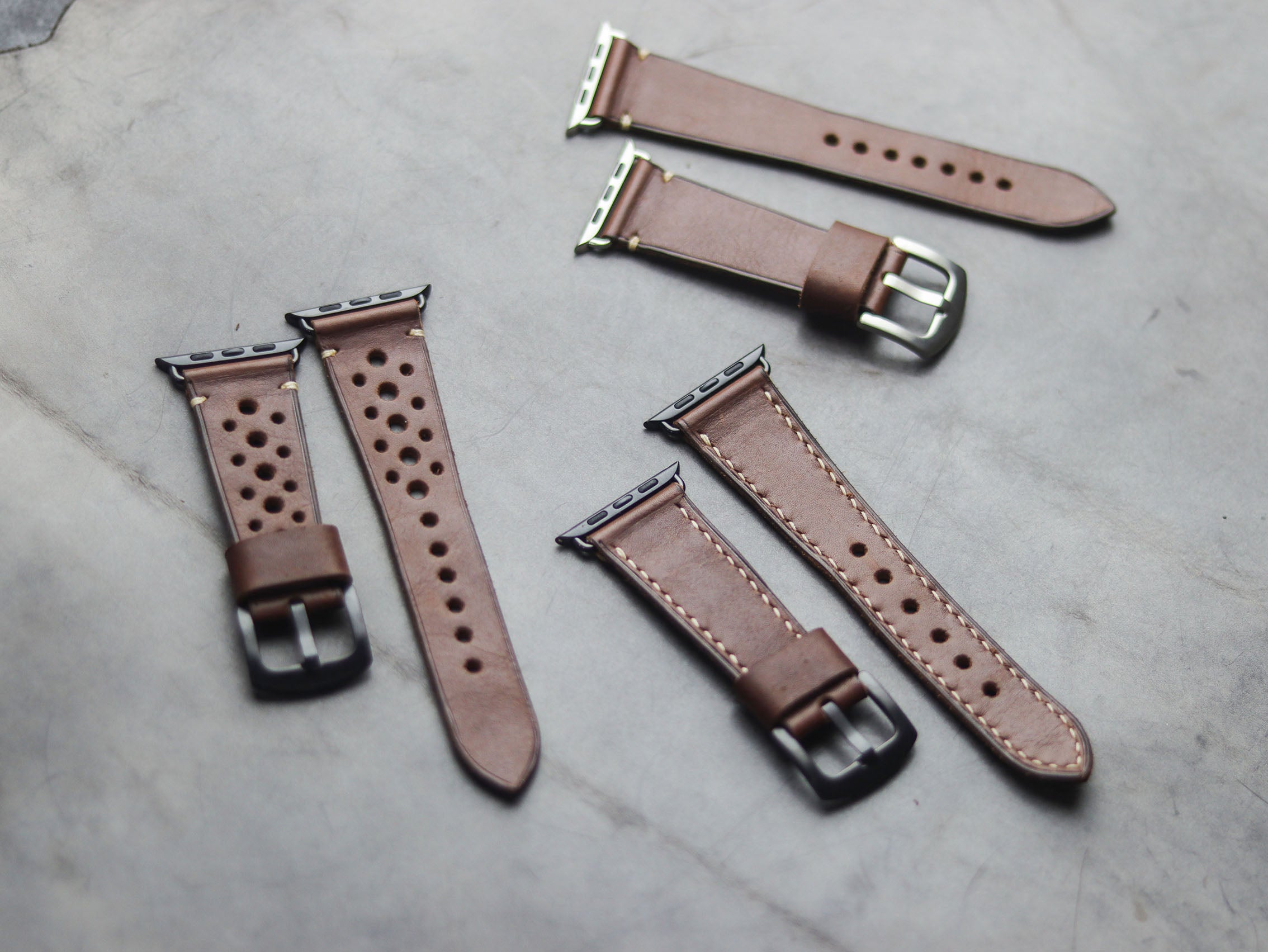 CHESTNUT BROWN MINIMAL STITCHED HAND-CRAFTED APPLE WATCH STRAPS