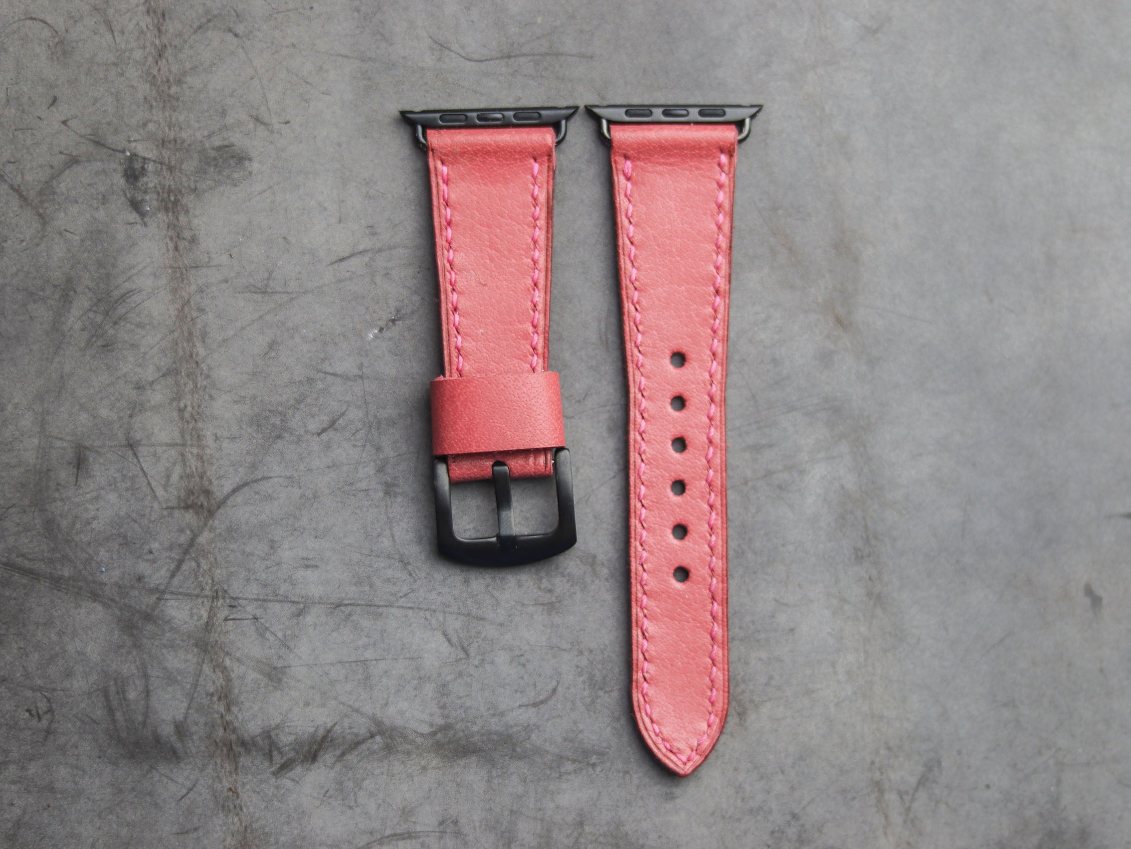 FLAMINGO PINK FULL STITCHED HAND-CRAFTED APPLE WATCH STRAPS