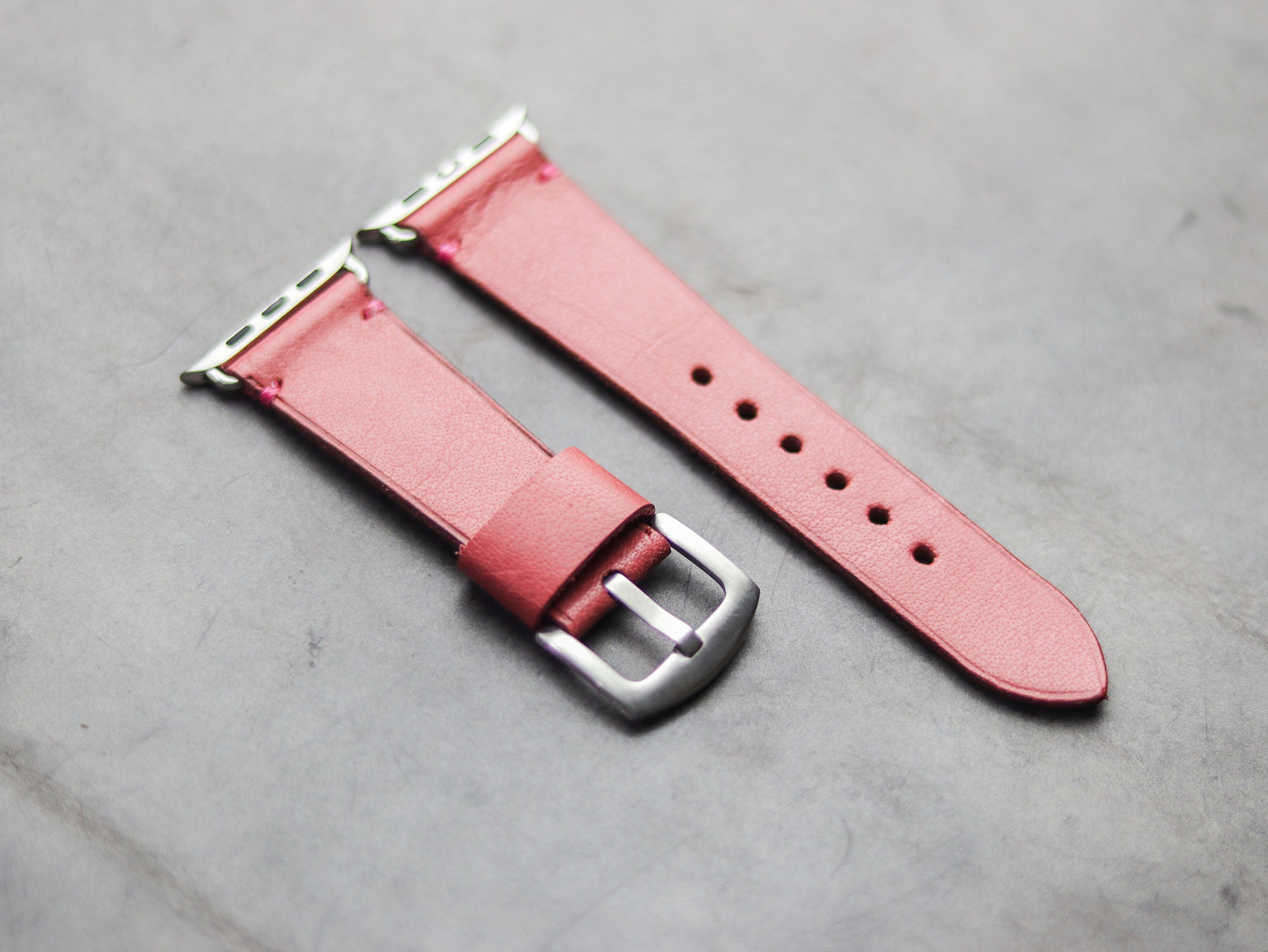 FLAMINGO PINK MINIMAL STITCHED HAND-CRAFTED APPLE WATCH STRAPS
