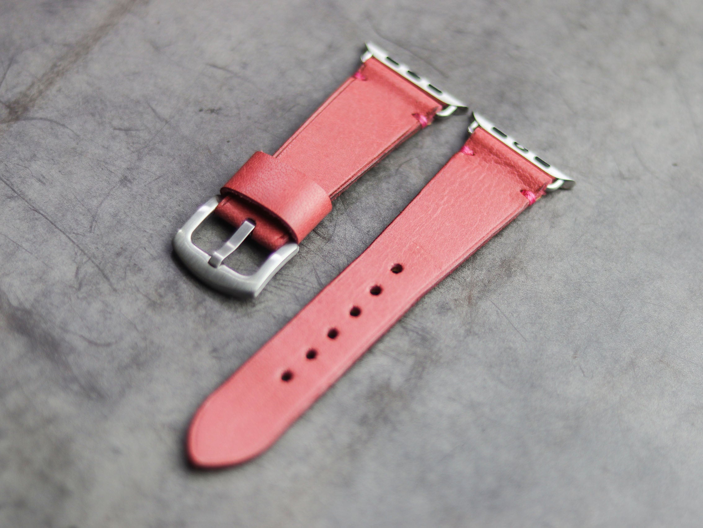 FLAMINGO PINK MINIMAL STITCHED HAND-CRAFTED APPLE WATCH STRAPS