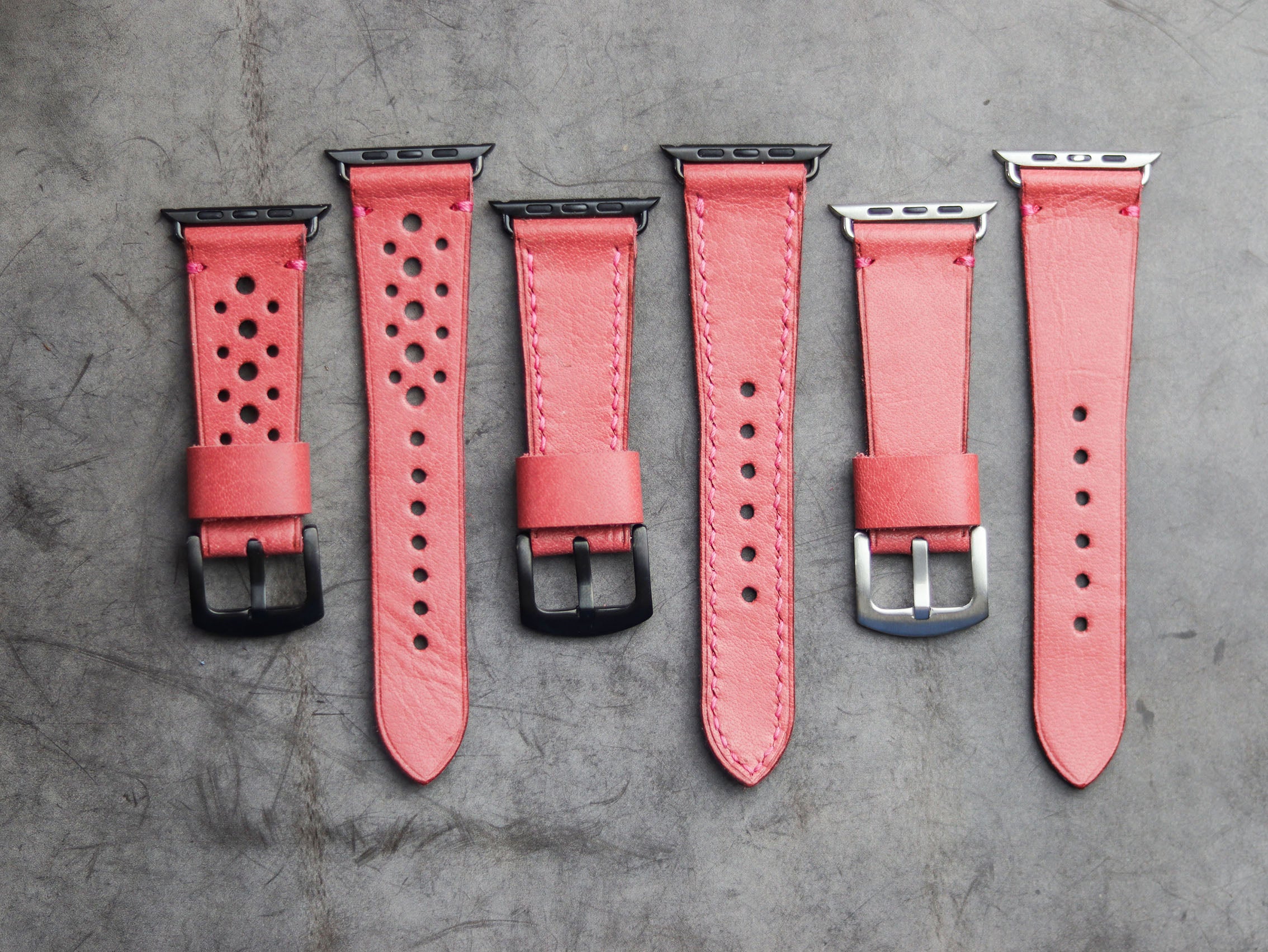 FLAMINGO PINK FULL STITCHED HAND-CRAFTED APPLE WATCH STRAPS