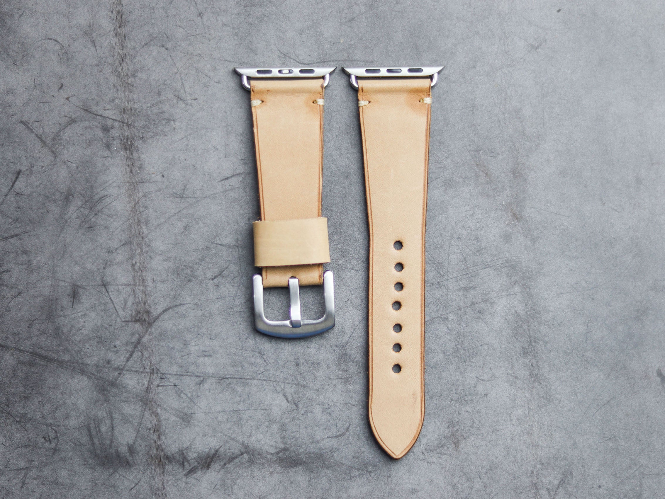 NATURAL BUTTERO MINIMAL STITCHED HAND-CRAFTED APPLE WATCH STRAPS