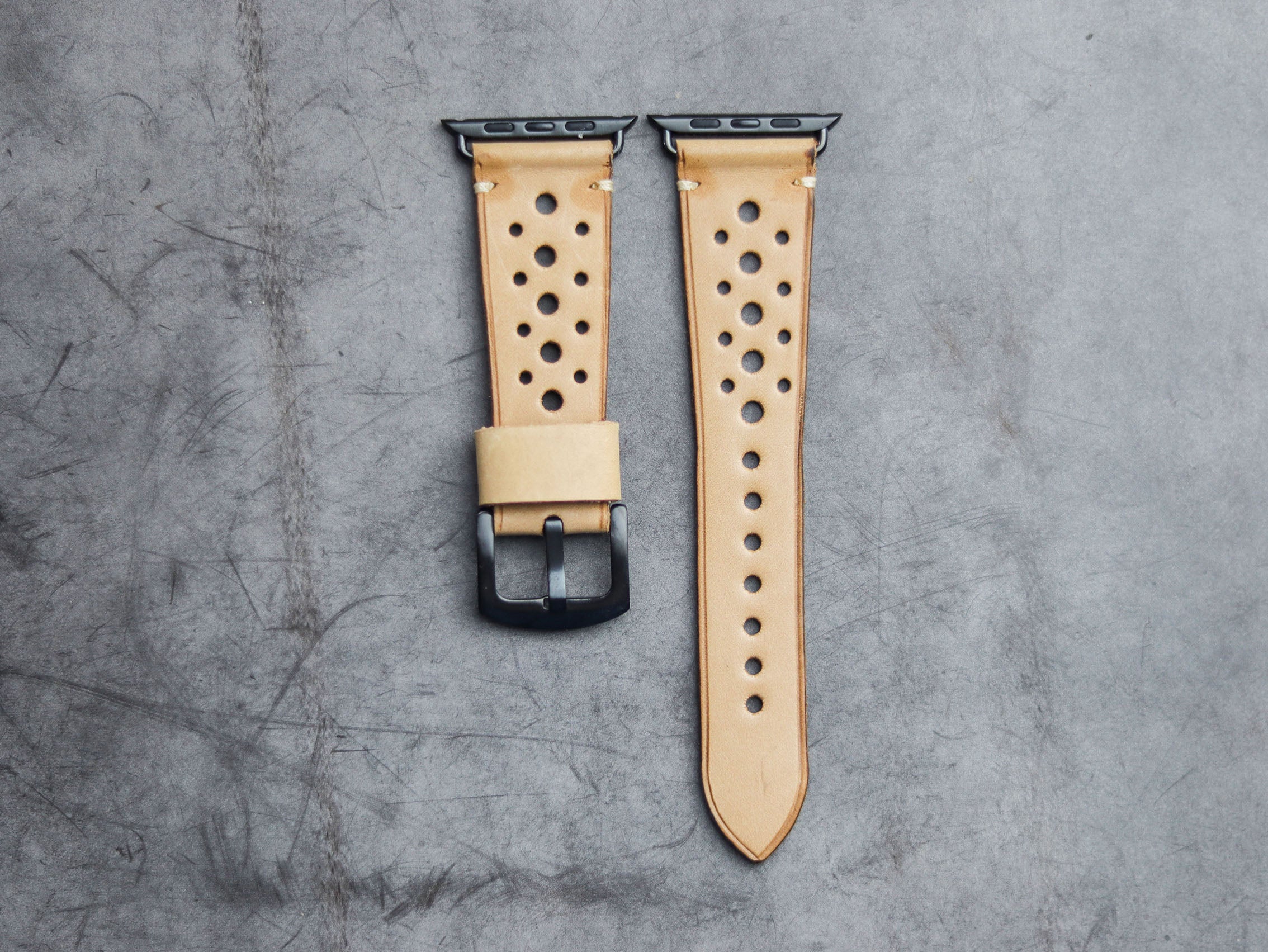 NATURAL BUTTERO RALLY HAND-CRAFTED APPLE WATCH STRAPS