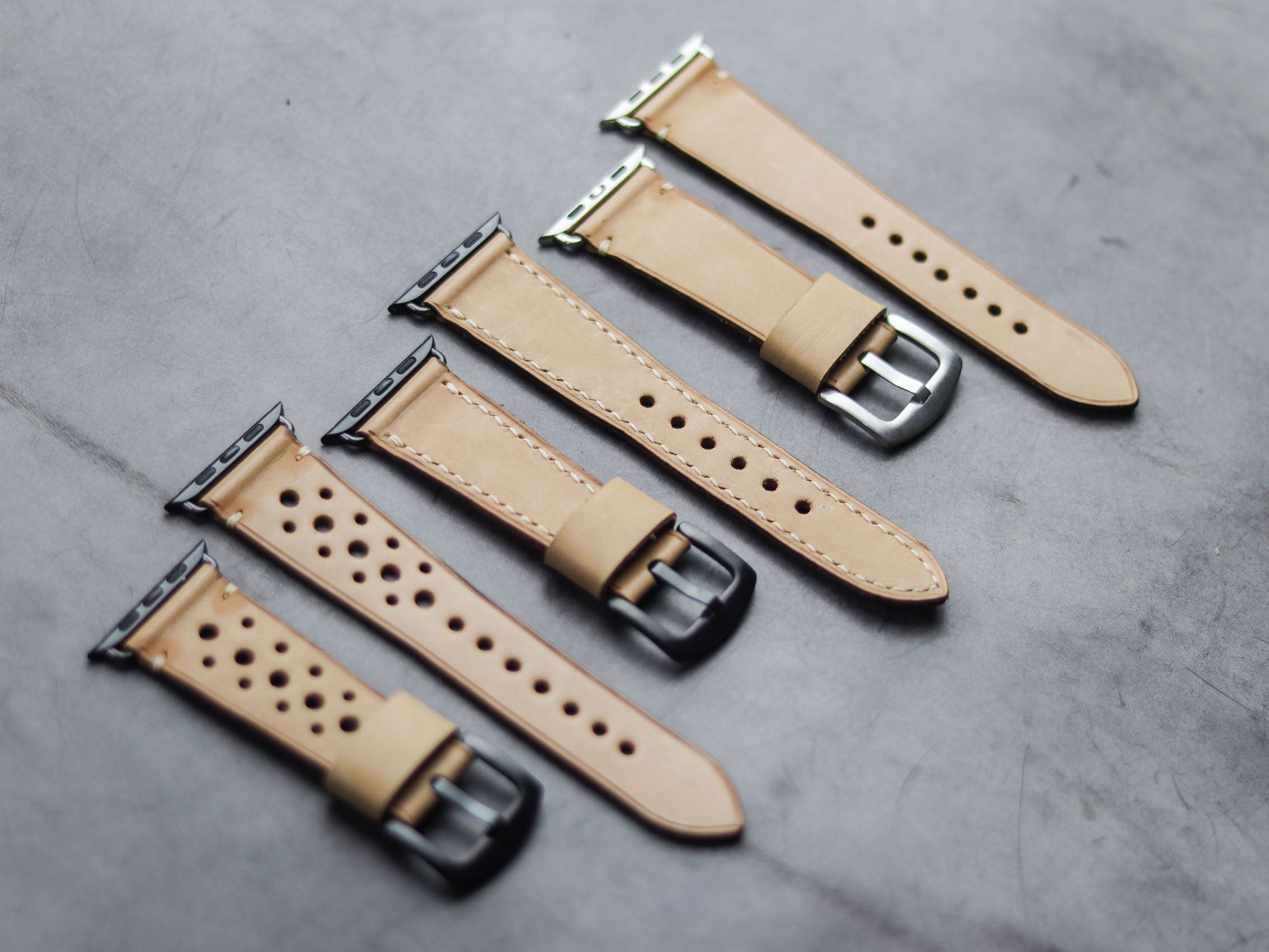 NATURAL BUTTERO MINIMAL STITCHED HAND-CRAFTED APPLE WATCH STRAPS