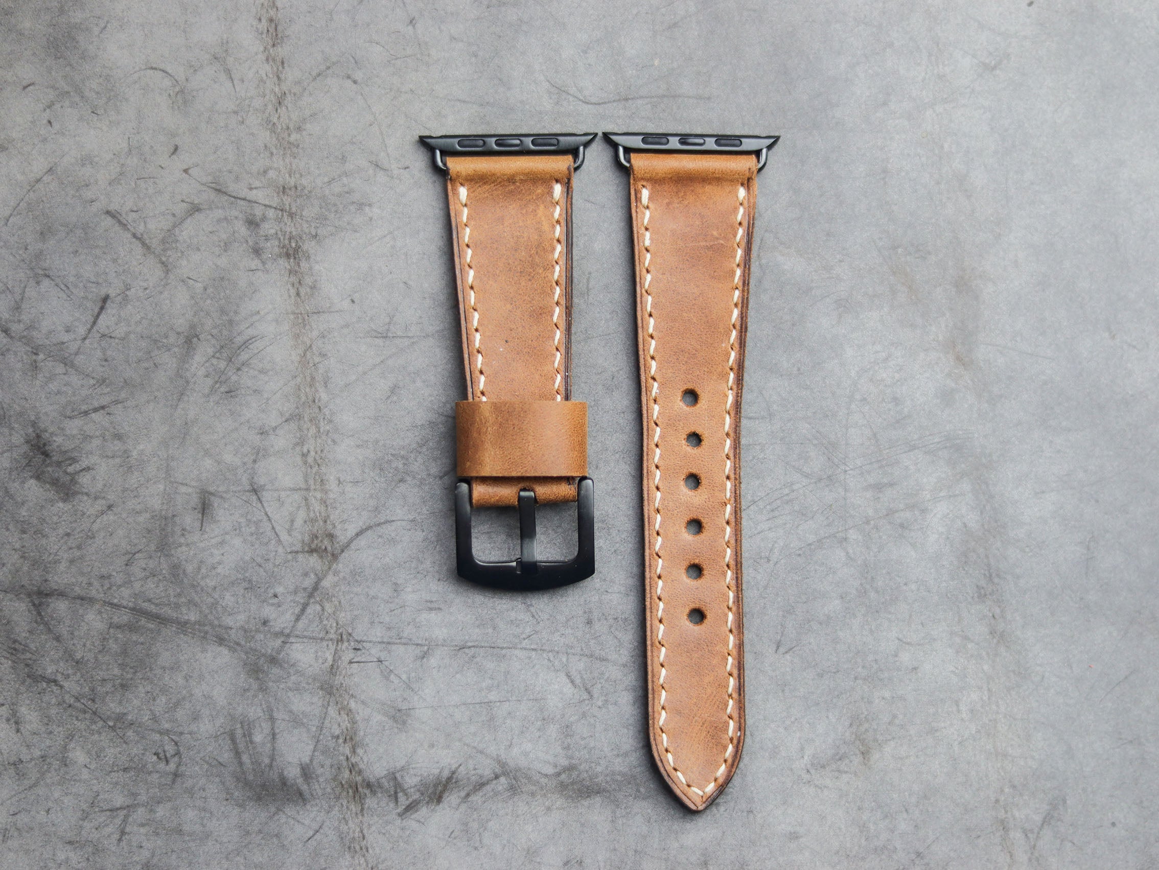 CARAMEL BROWN FULL STITCHED HAND-CRAFTED APPLE WATCH STRAPS