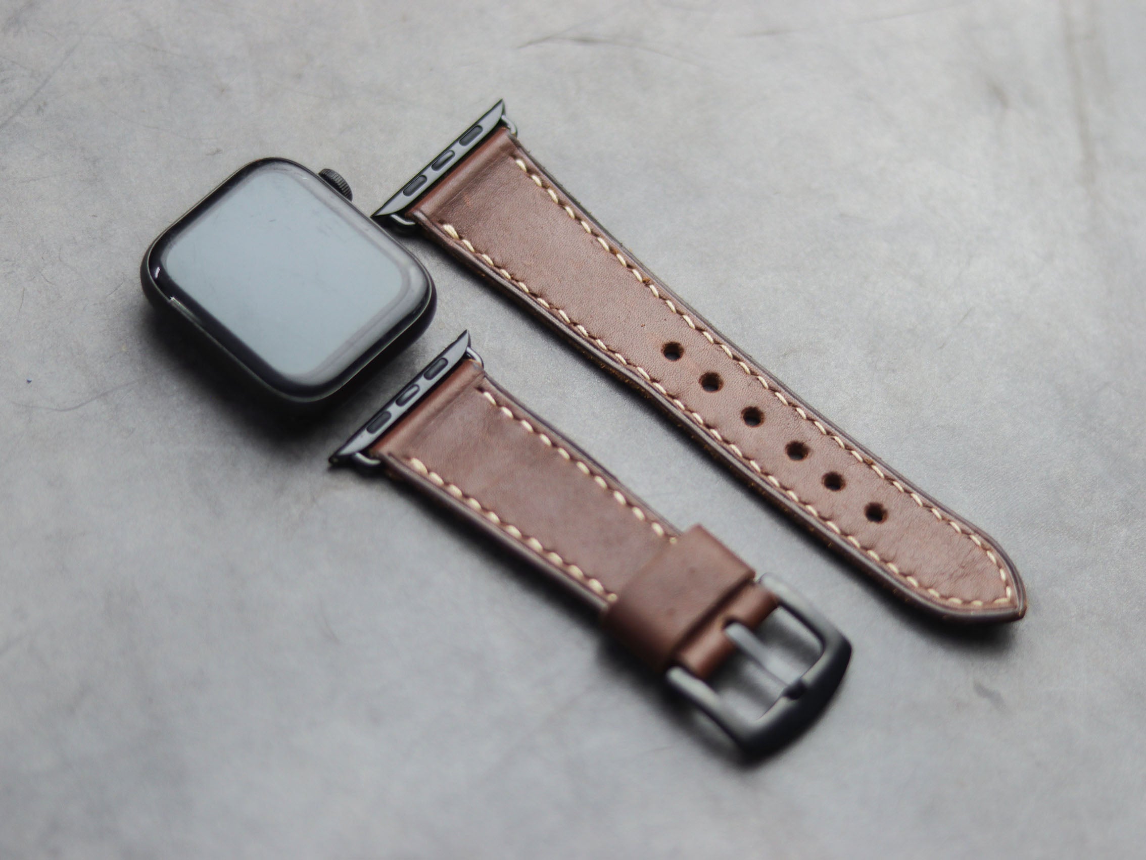 CHESTNUT BROWN FULL STITCHED HAND-CRAFTED APPLE WATCH STRAPS