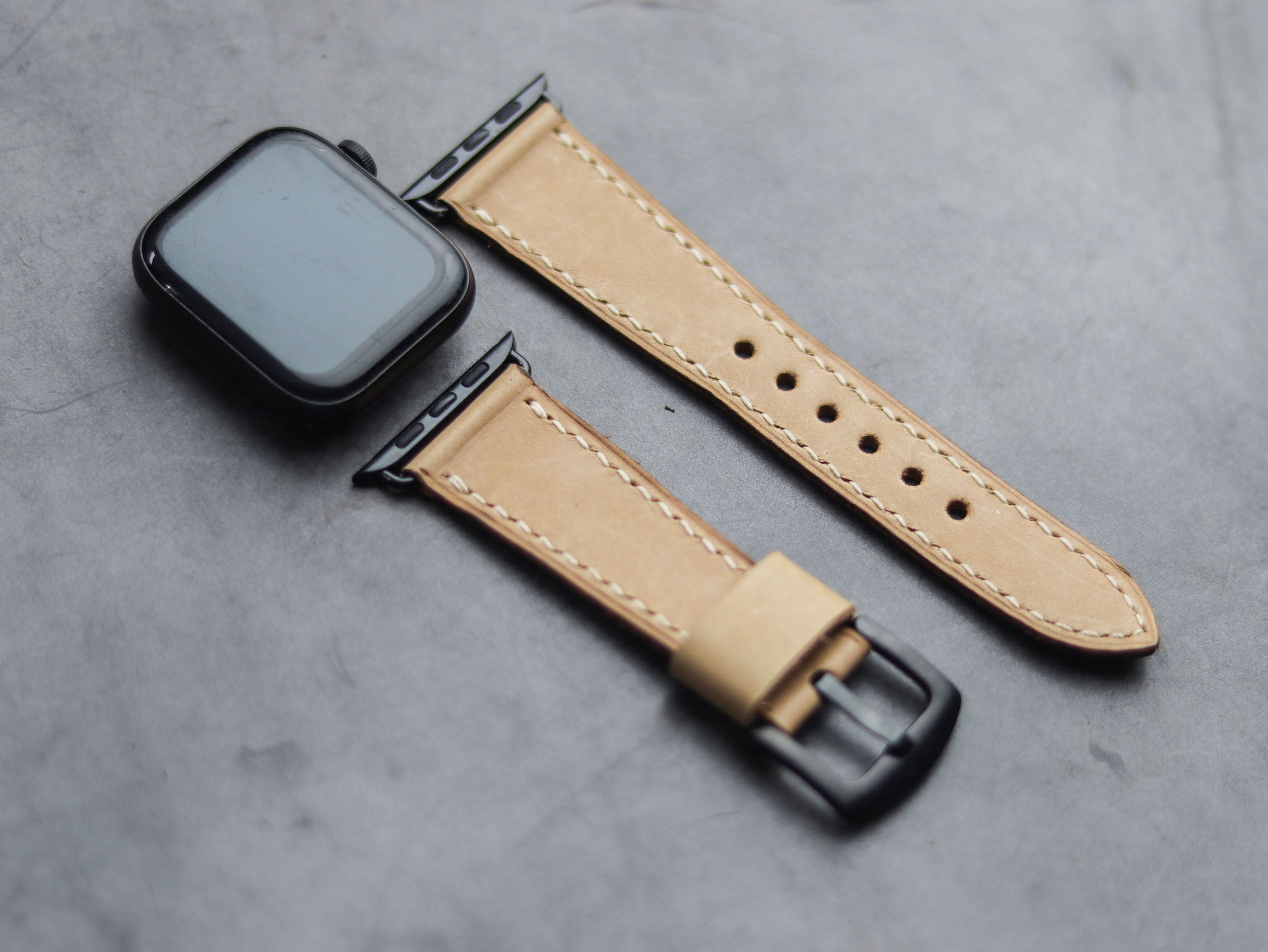 NATURAL BUTTERO FULL STITCHED HAND-CRAFTED APPLE WATCH STRAPS