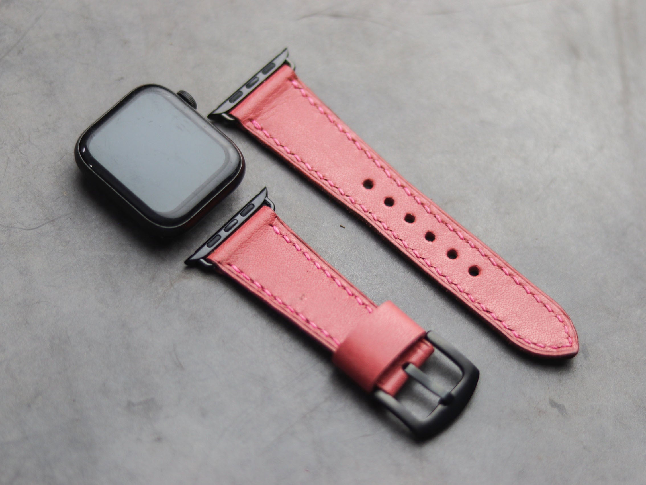 FLAMINGO PINK FULL STITCHED HAND-CRAFTED APPLE WATCH STRAPS