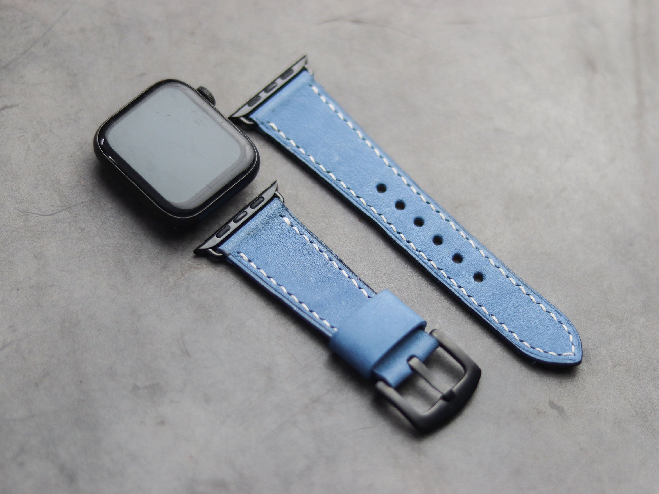 CAROLINE BLUE FULL STITCHED HAND-CRAFTED APPLE WATCH STRAPS