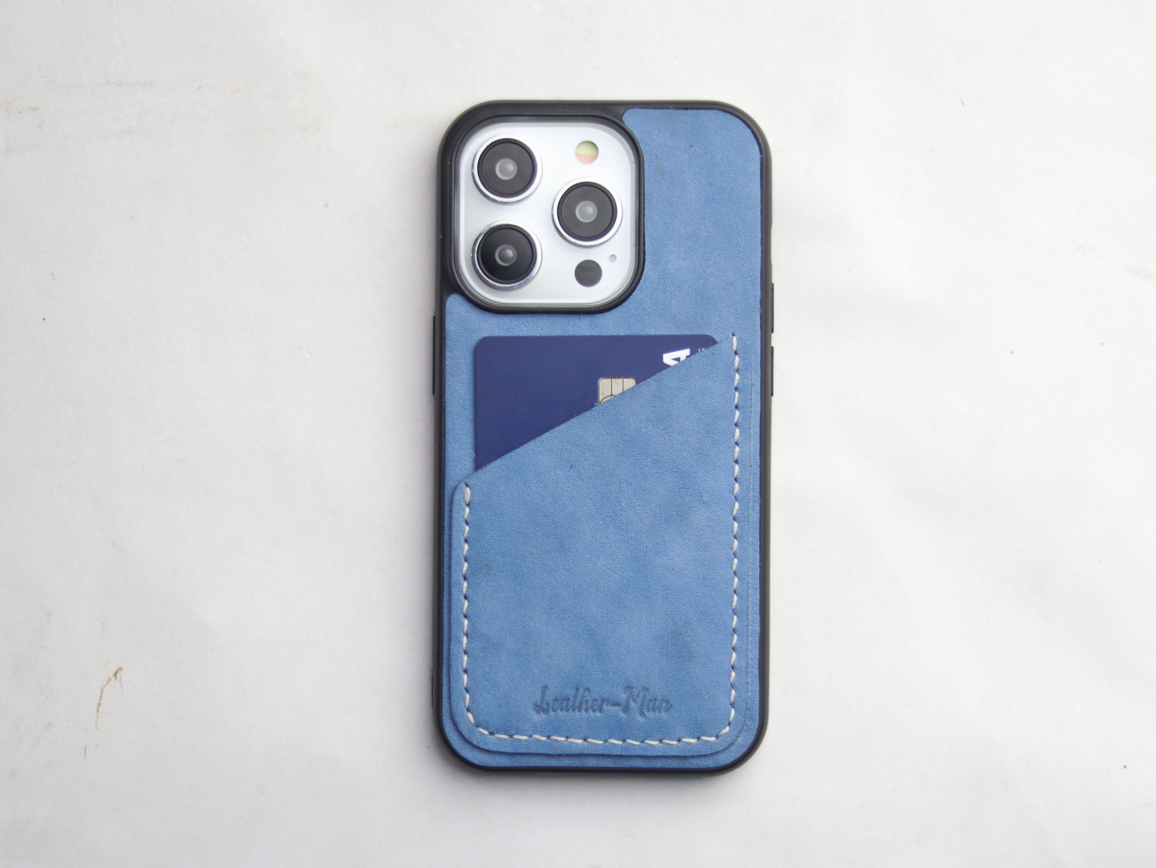 CAROLINE BLUE LEATHER WALLET PHONE CASE
