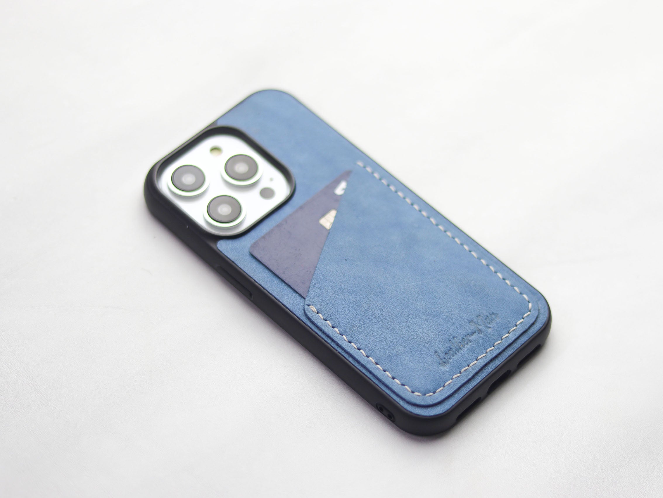CAROLINE BLUE LEATHER WALLET PHONE CASE