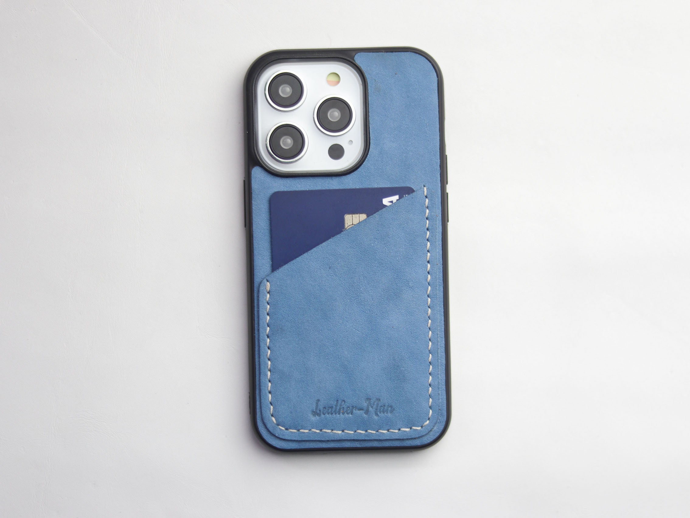 CAROLINE BLUE LEATHER WALLET PHONE CASE
