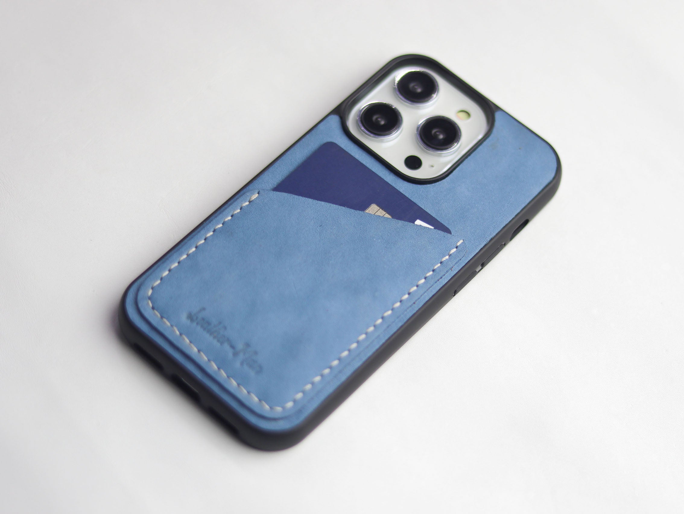 CAROLINE BLUE LEATHER WALLET PHONE CASE