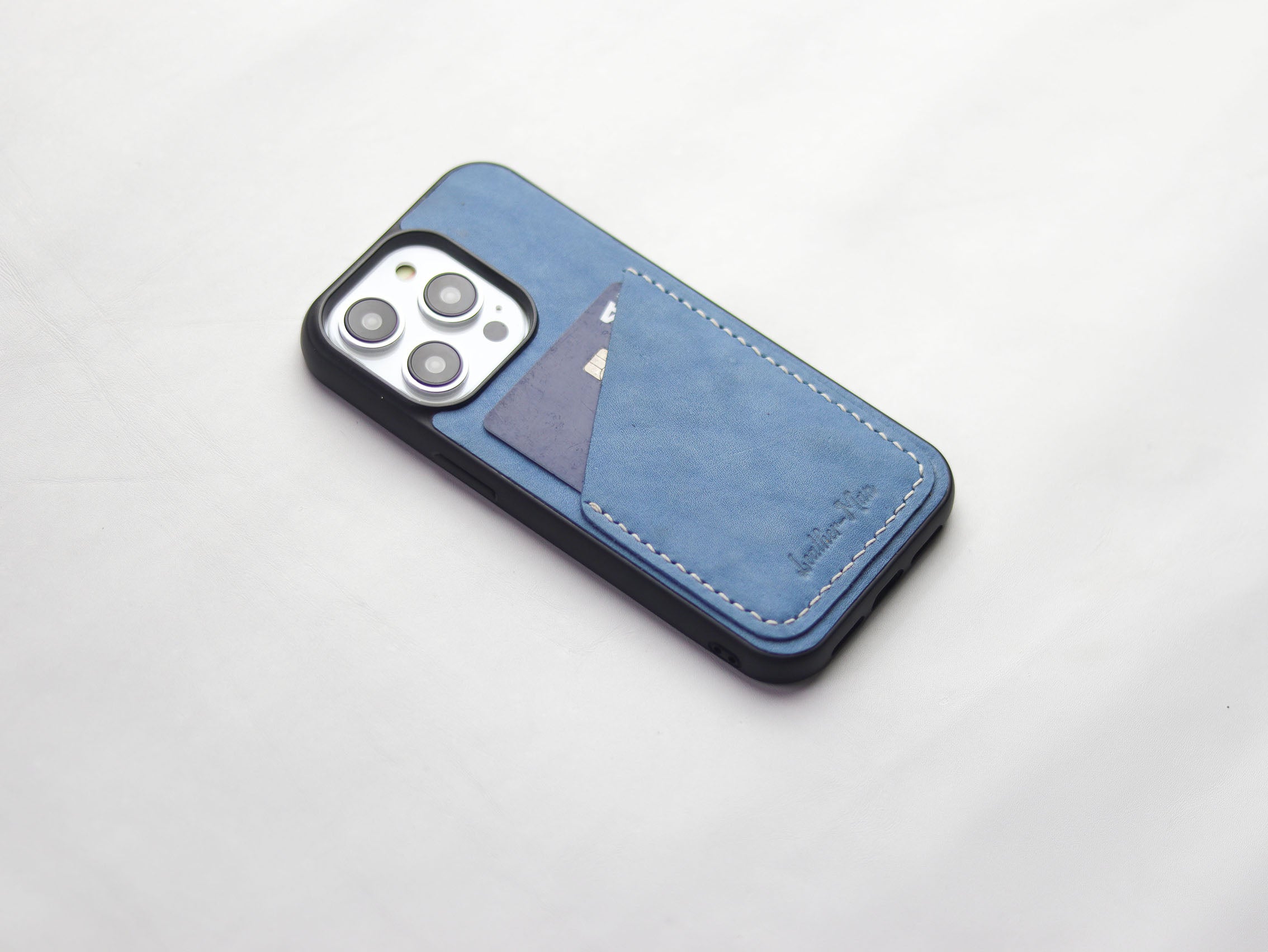CAROLINE BLUE LEATHER WALLET PHONE CASE