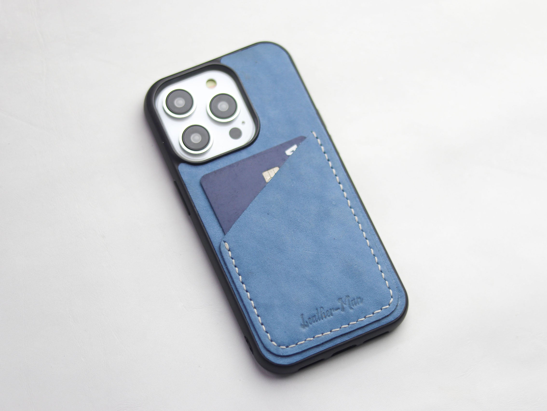 CAROLINE BLUE LEATHER WALLET PHONE CASE