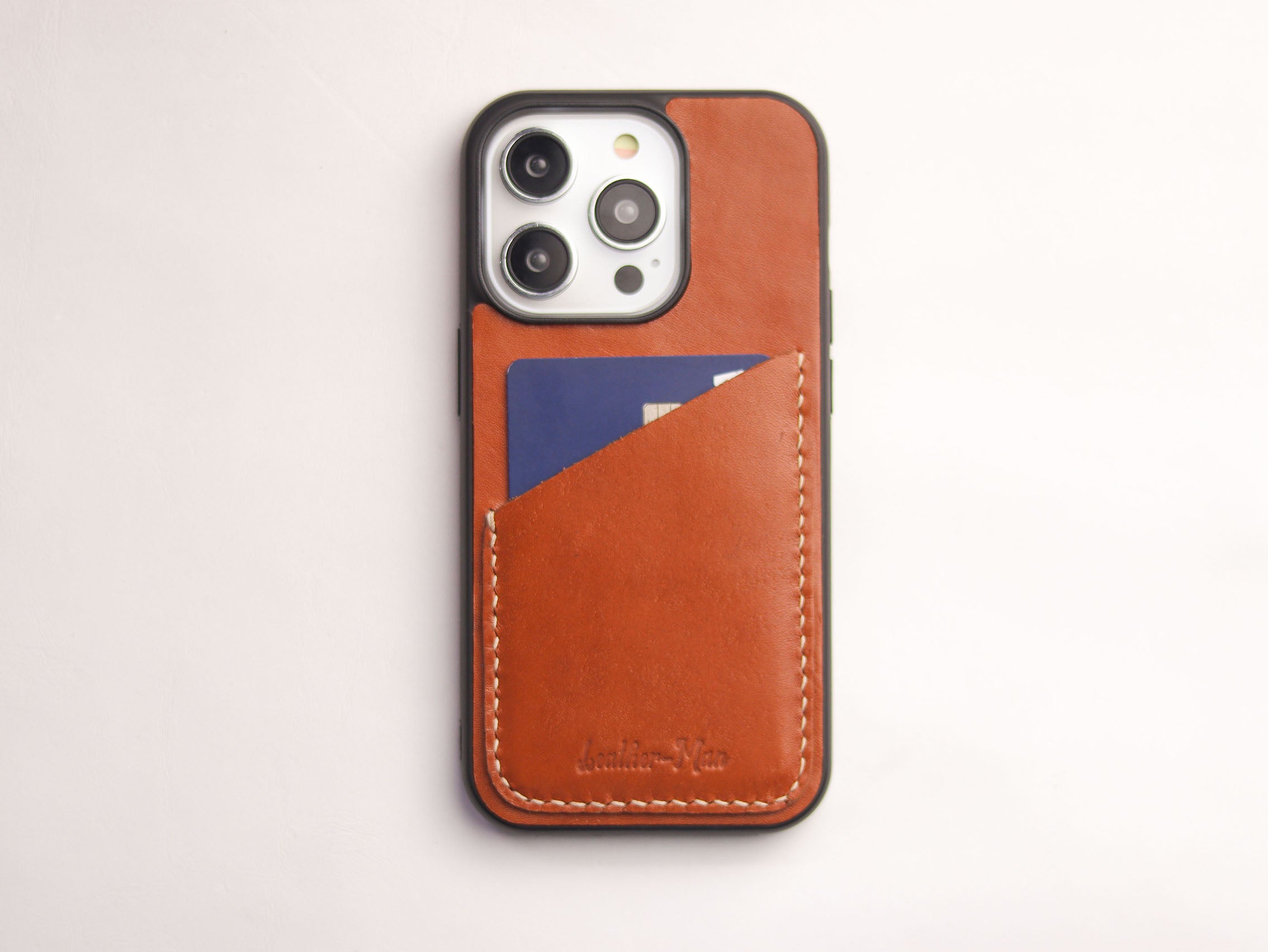 TAN BROWN LEATHER WALLET PHONE CASE