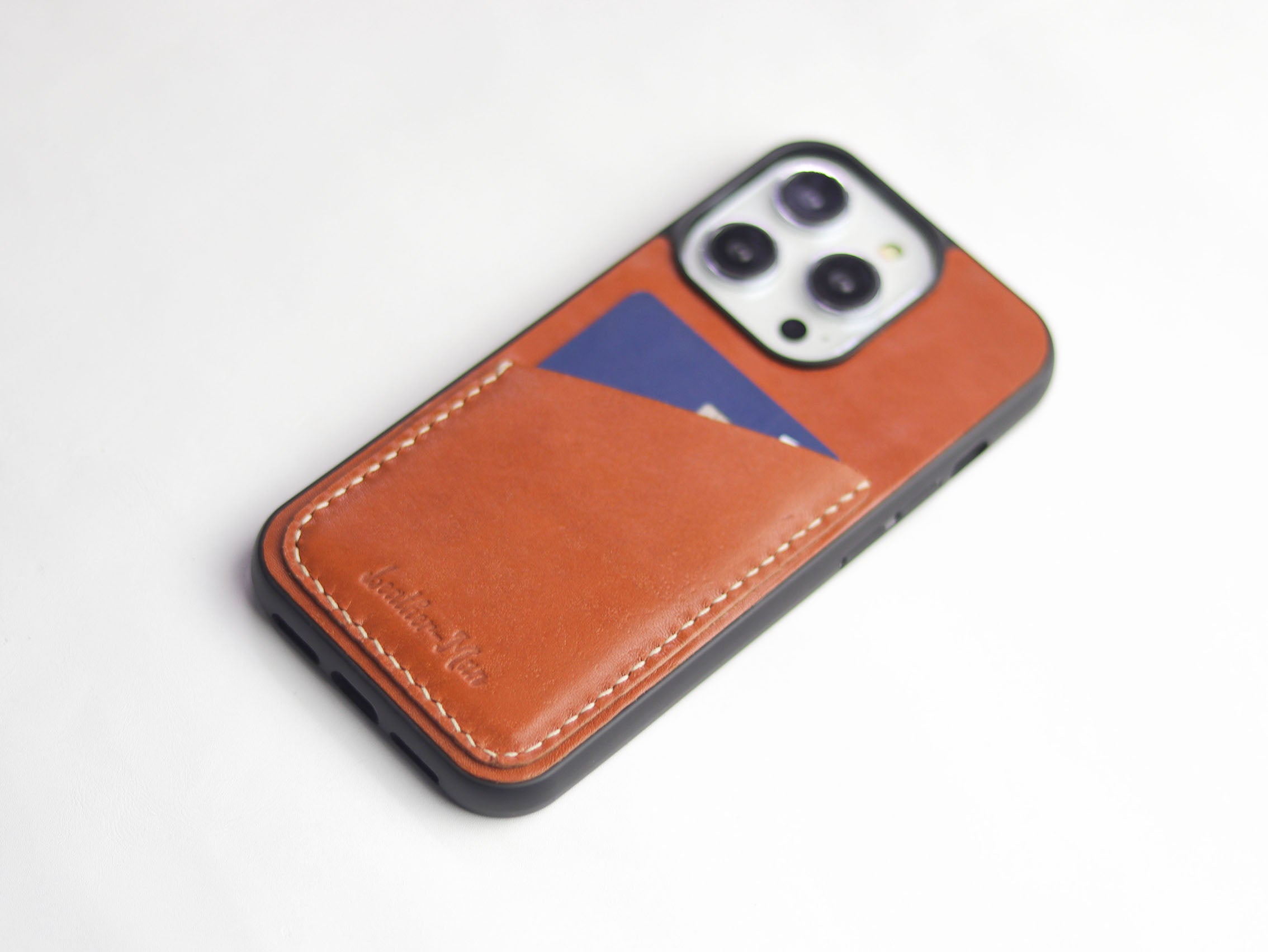 TAN BROWN LEATHER WALLET PHONE CASE