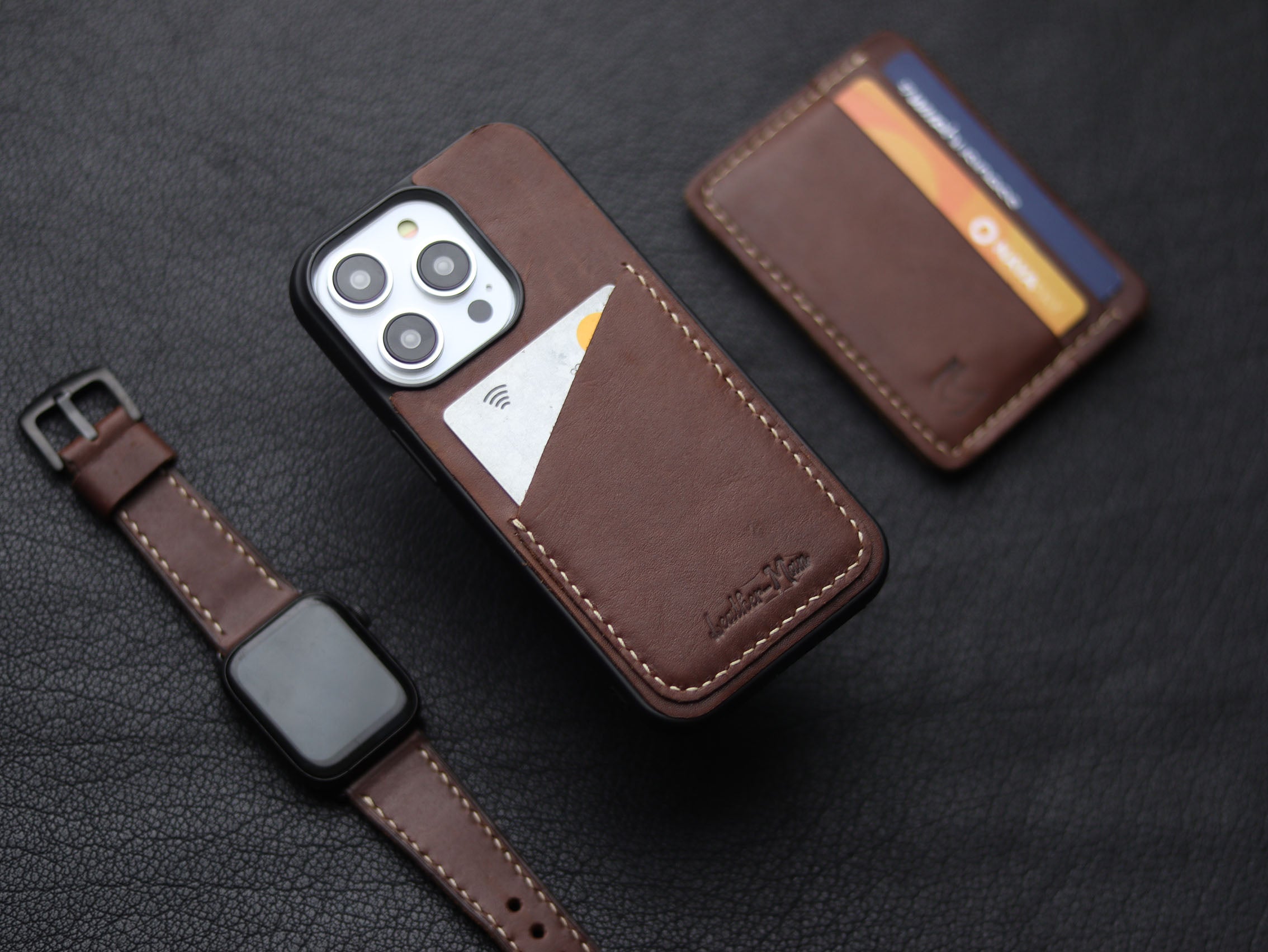 CHESTNUT BROWN LEATHER WALLET PHONE CASE