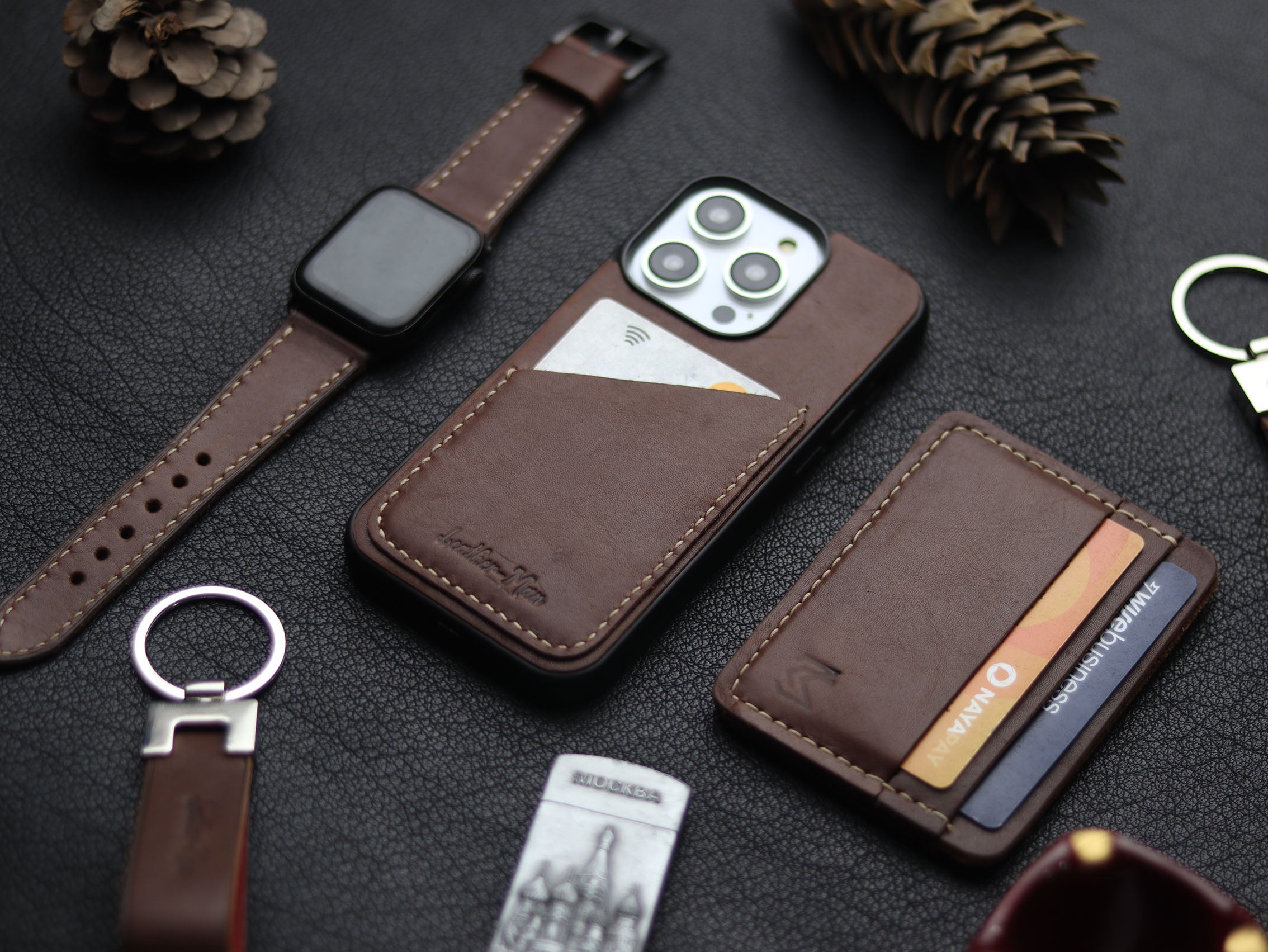 CHESTNUT BROWN LEATHER WALLET PHONE CASE