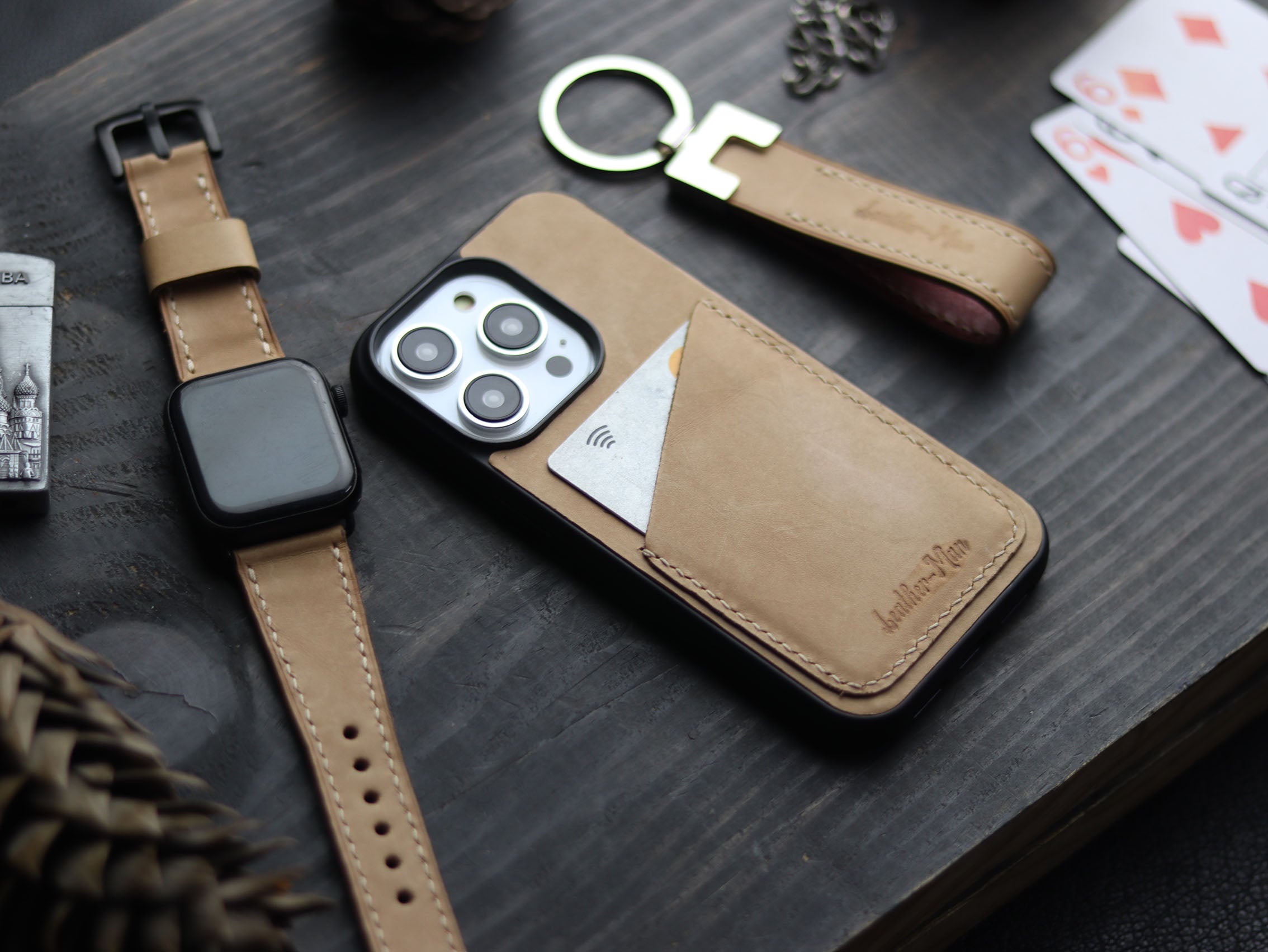 NATURAL BUTTERO LEATHER WALLET PHONE CASE