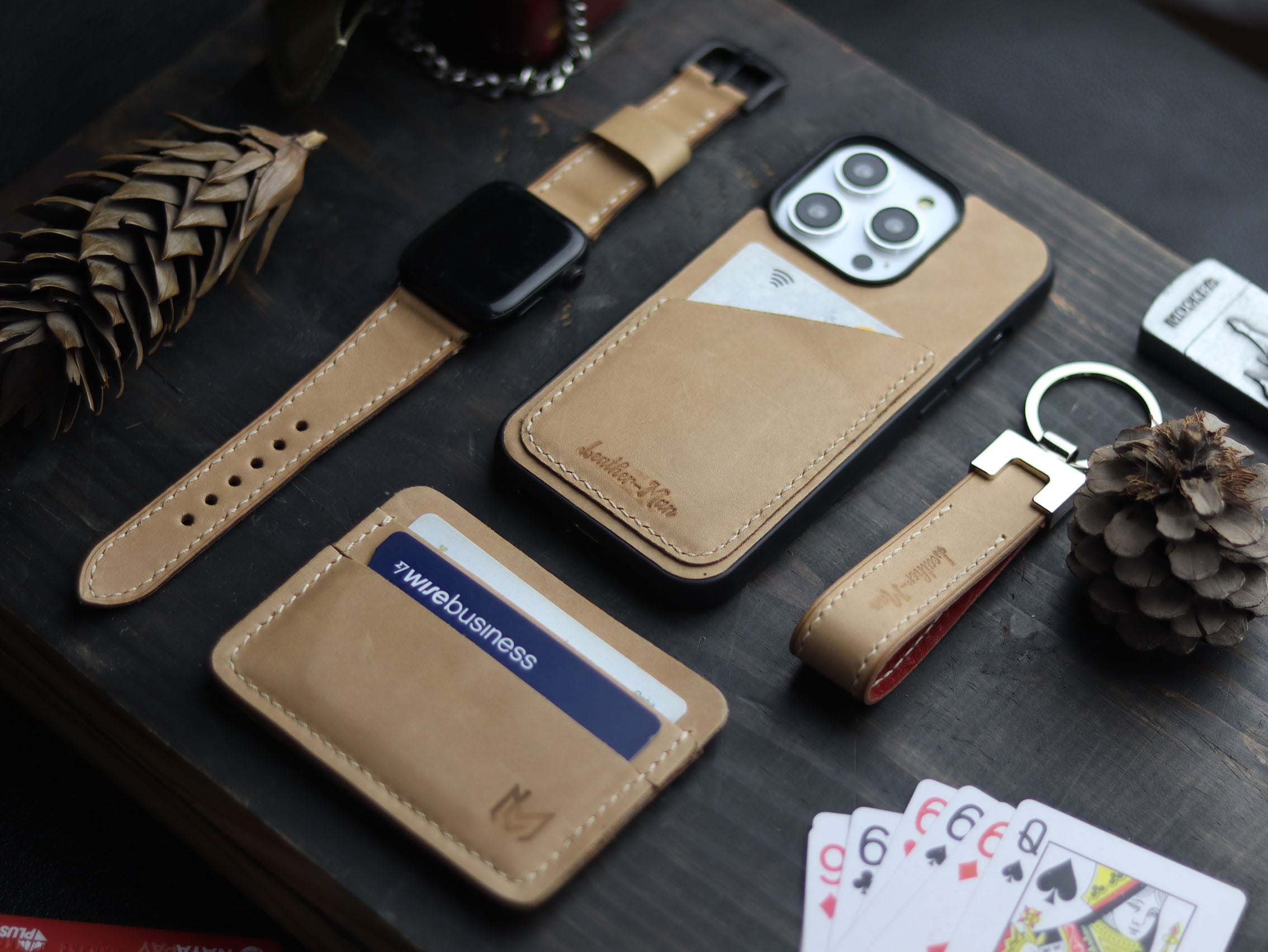 NATURAL BUTTERO LEATHER WALLET PHONE CASE