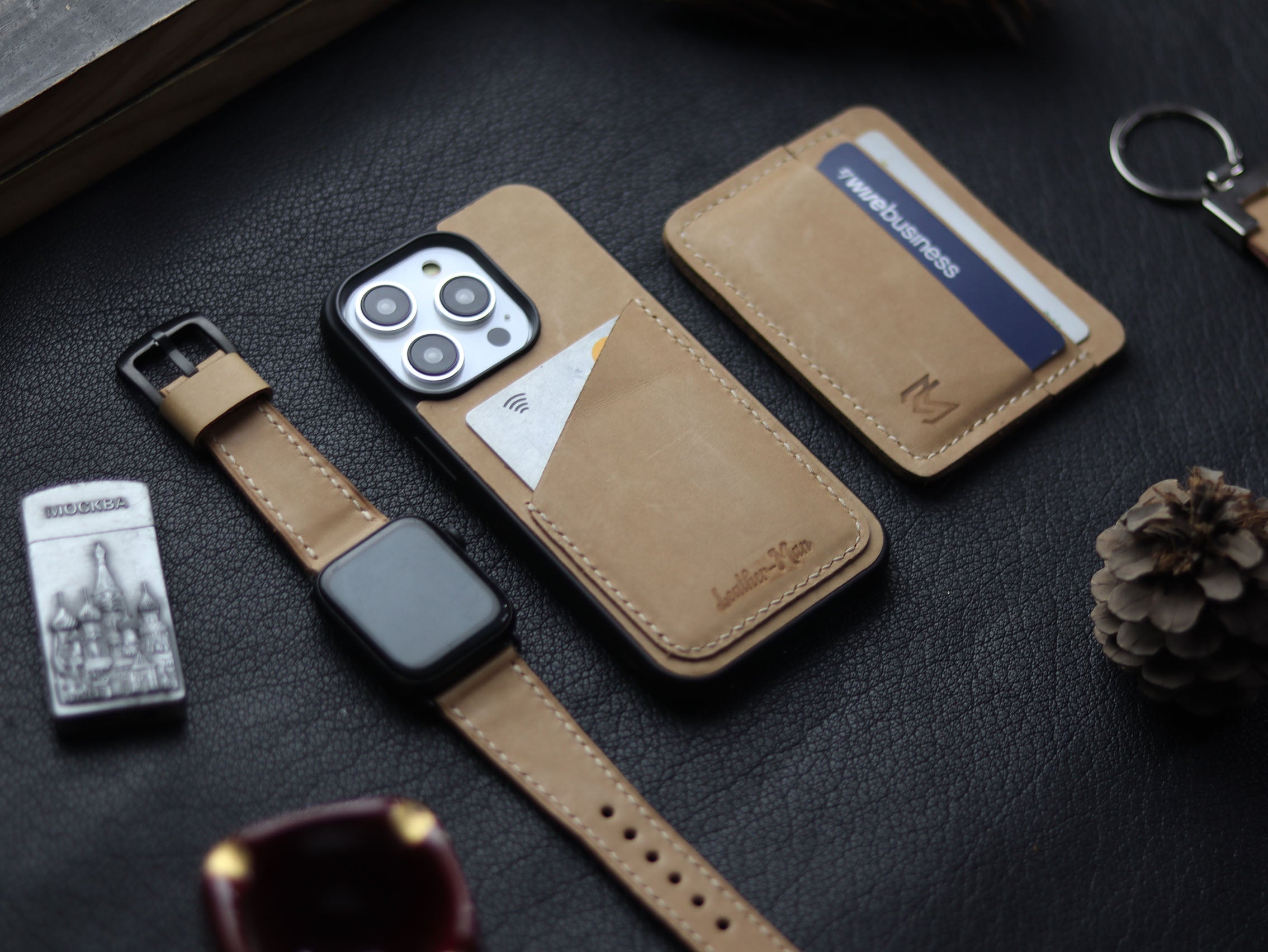 NATURAL BUTTERO LEATHER WALLET PHONE CASE