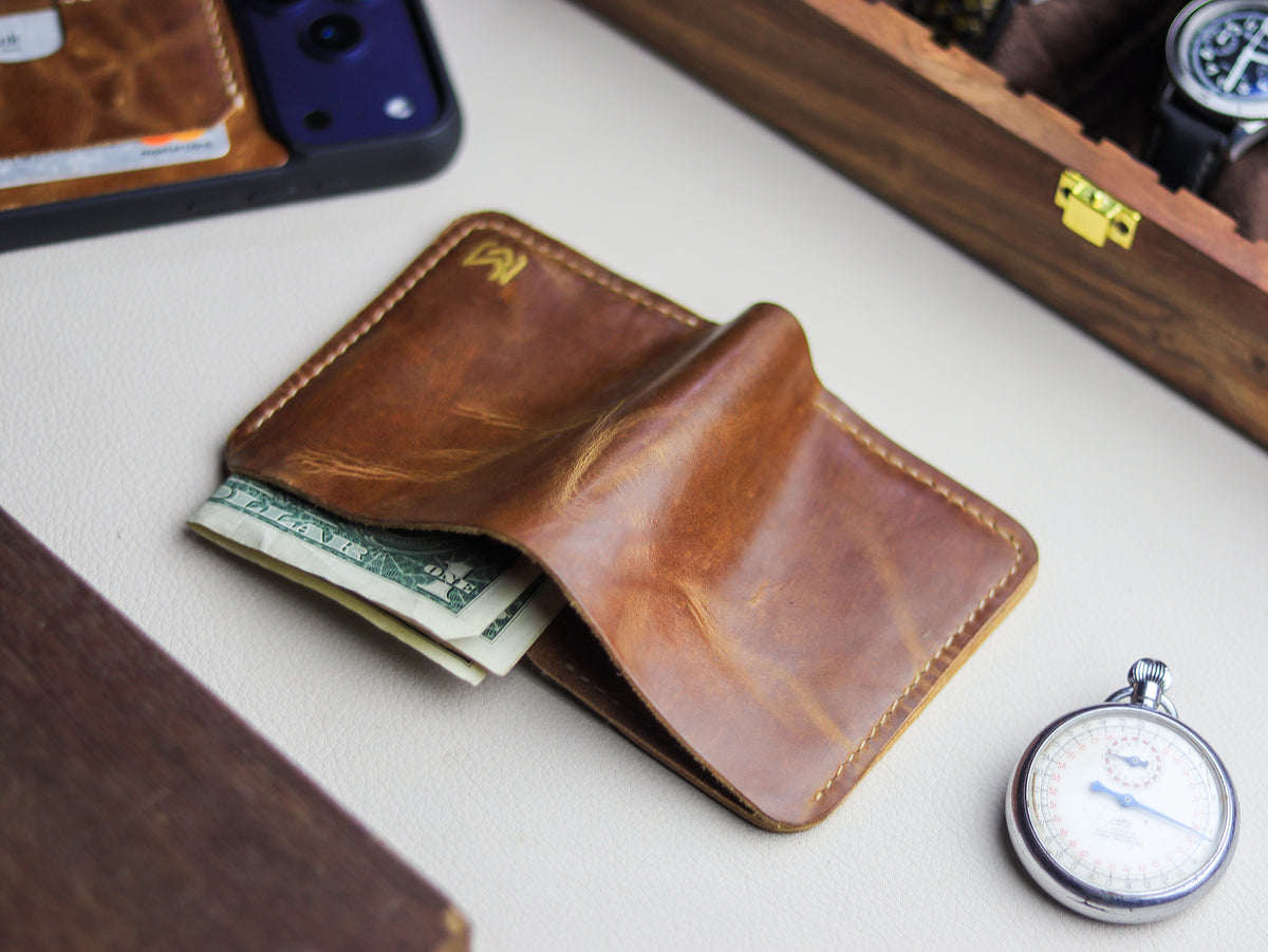 TRIDENT MINI - RUSSET BROWN VEG WAX PULL UP LEATHER