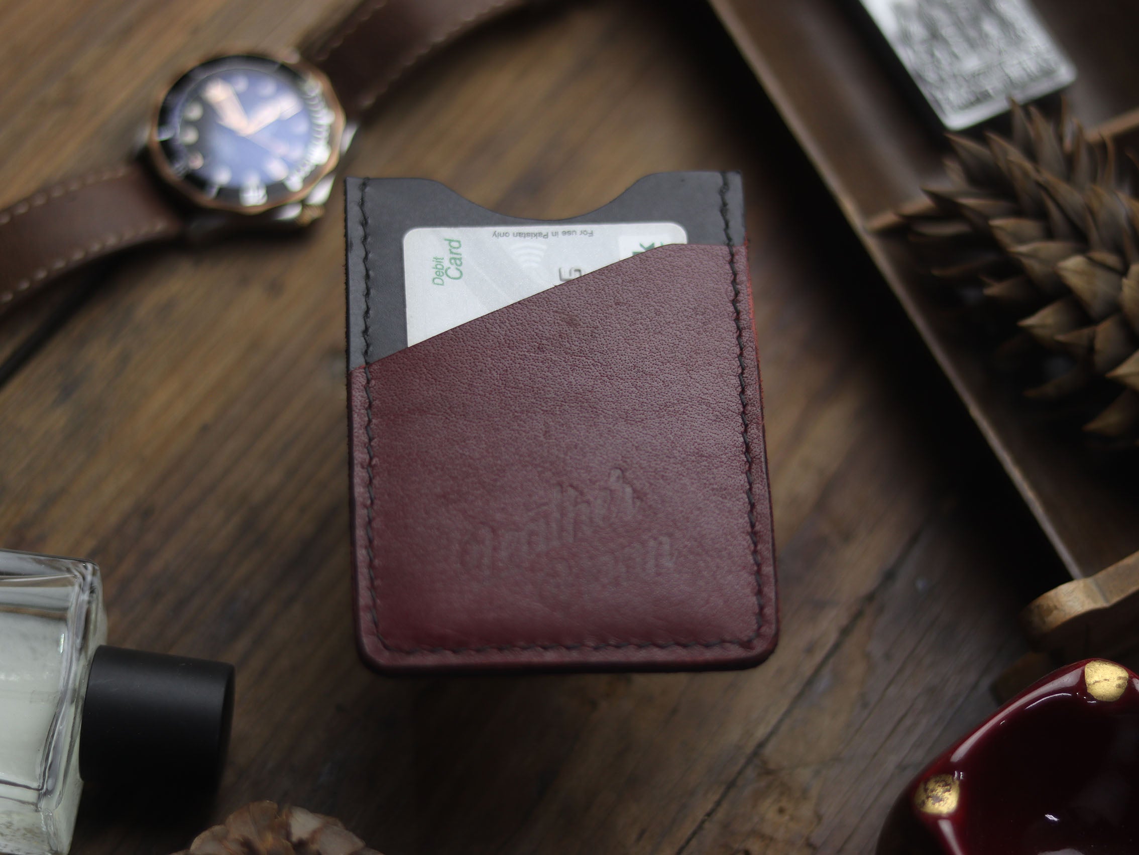 "ARCHER" BLACK & GARNET BURGUNDY