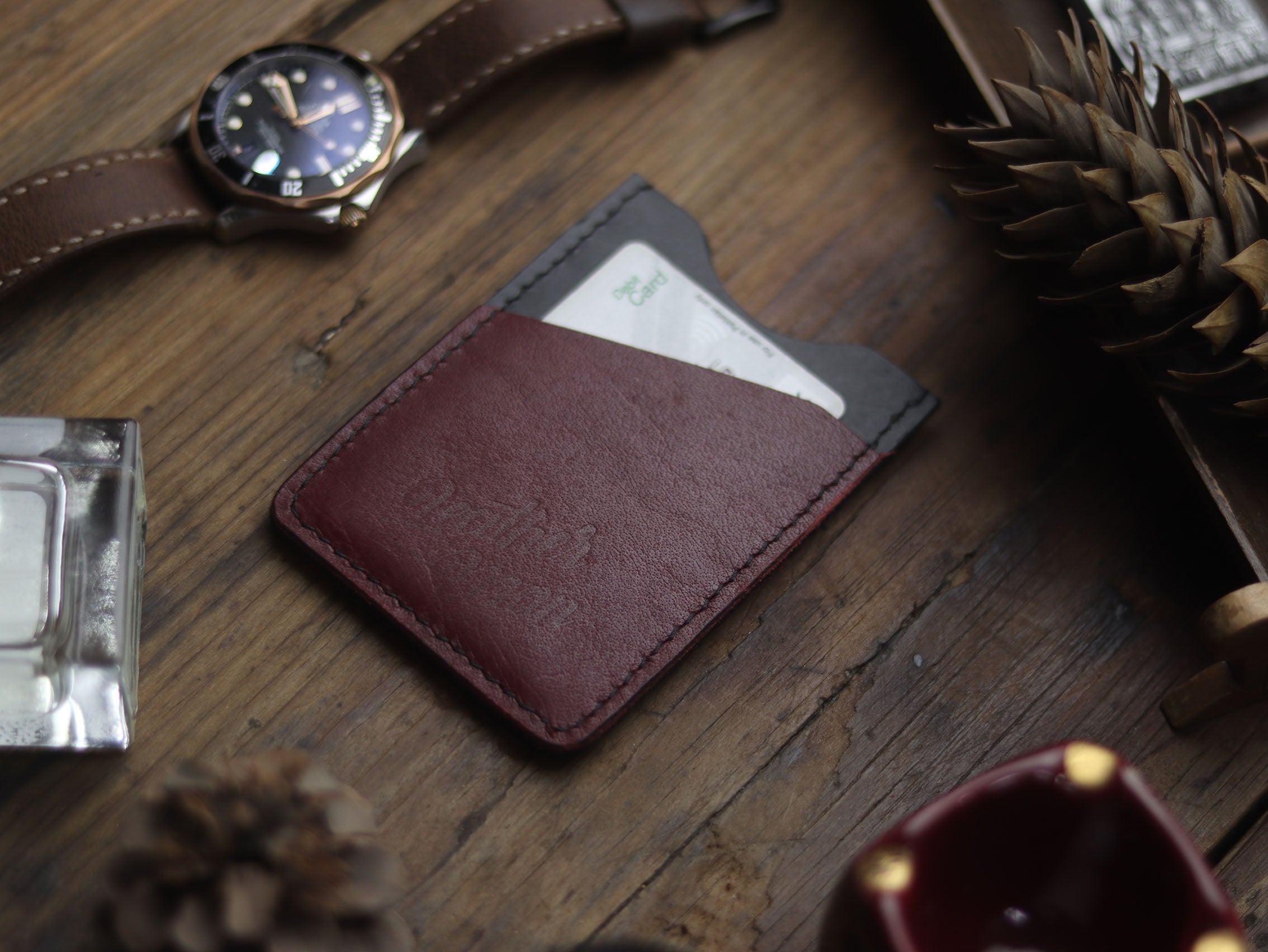"ARCHER" BLACK & GARNET BURGUNDY