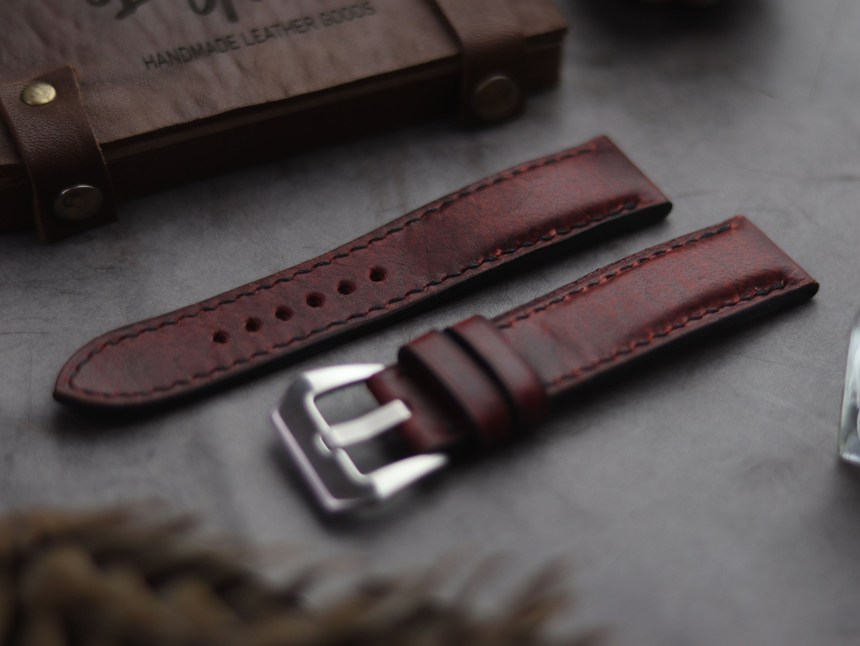 MAHOGANY BURGUNDY FULL STITCHED - PADDED
