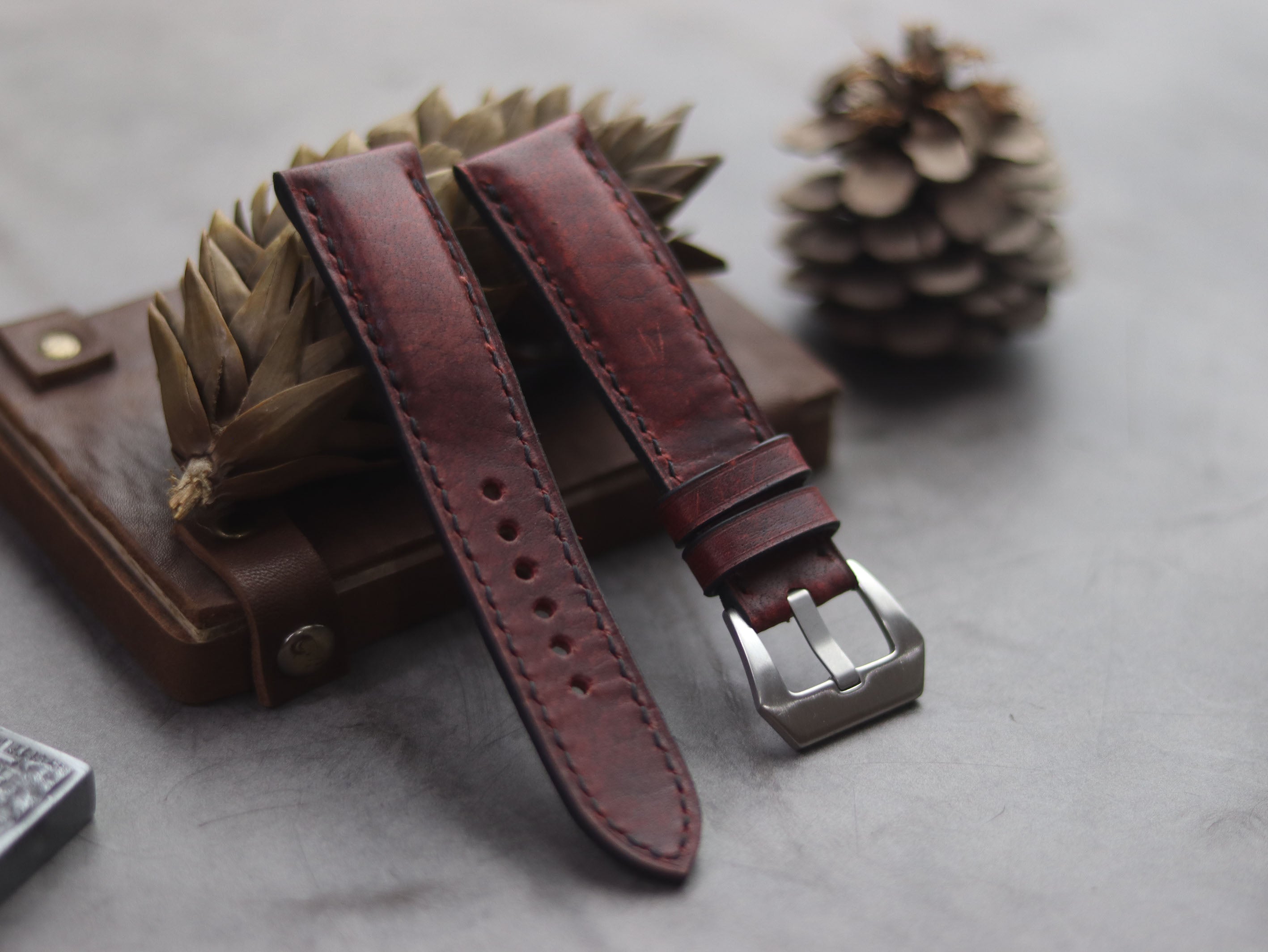 MAHOGANY BURGUNDY FULL STITCHED - PADDED