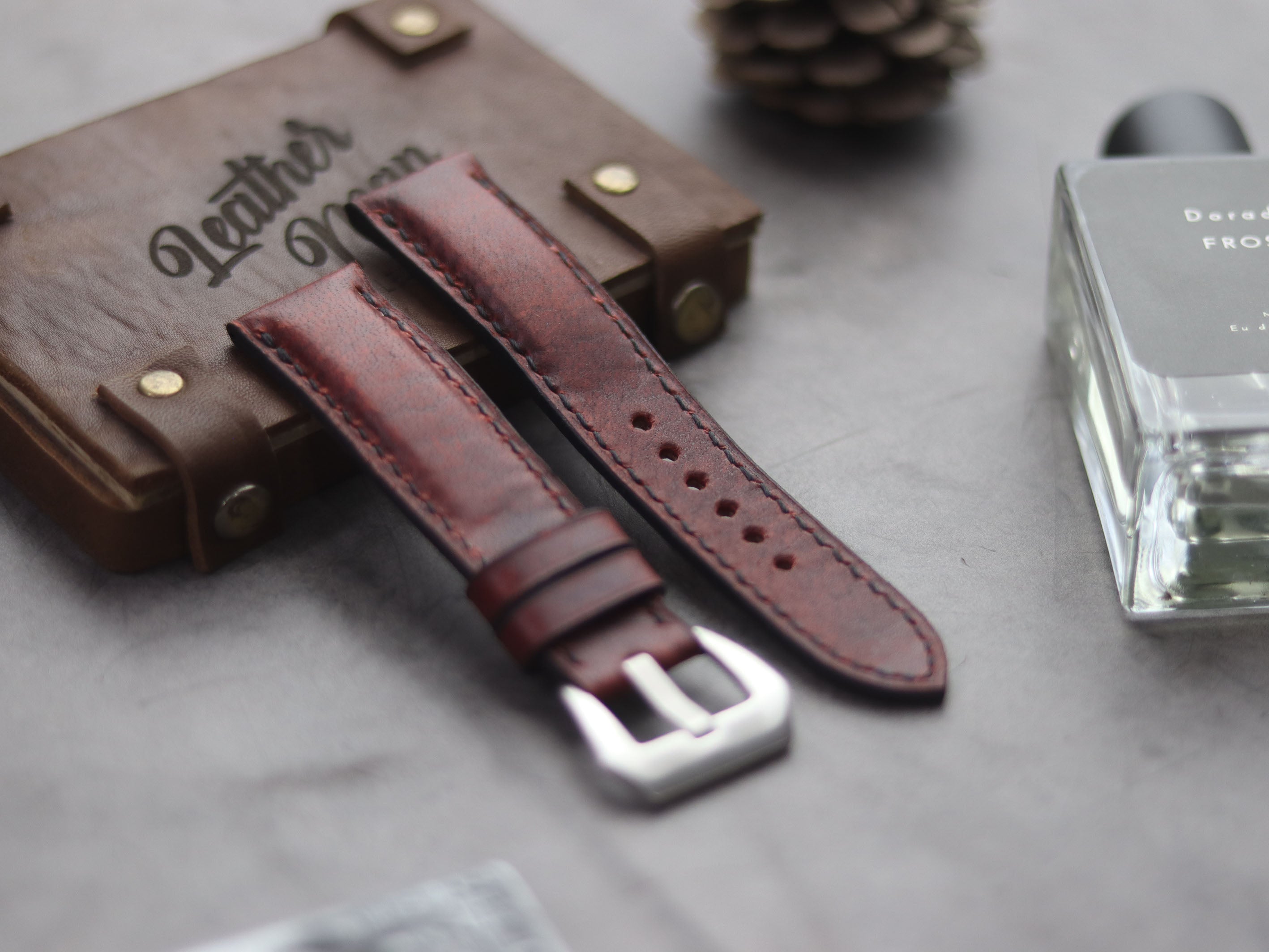 MAHOGANY BURGUNDY FULL STITCHED - PADDED