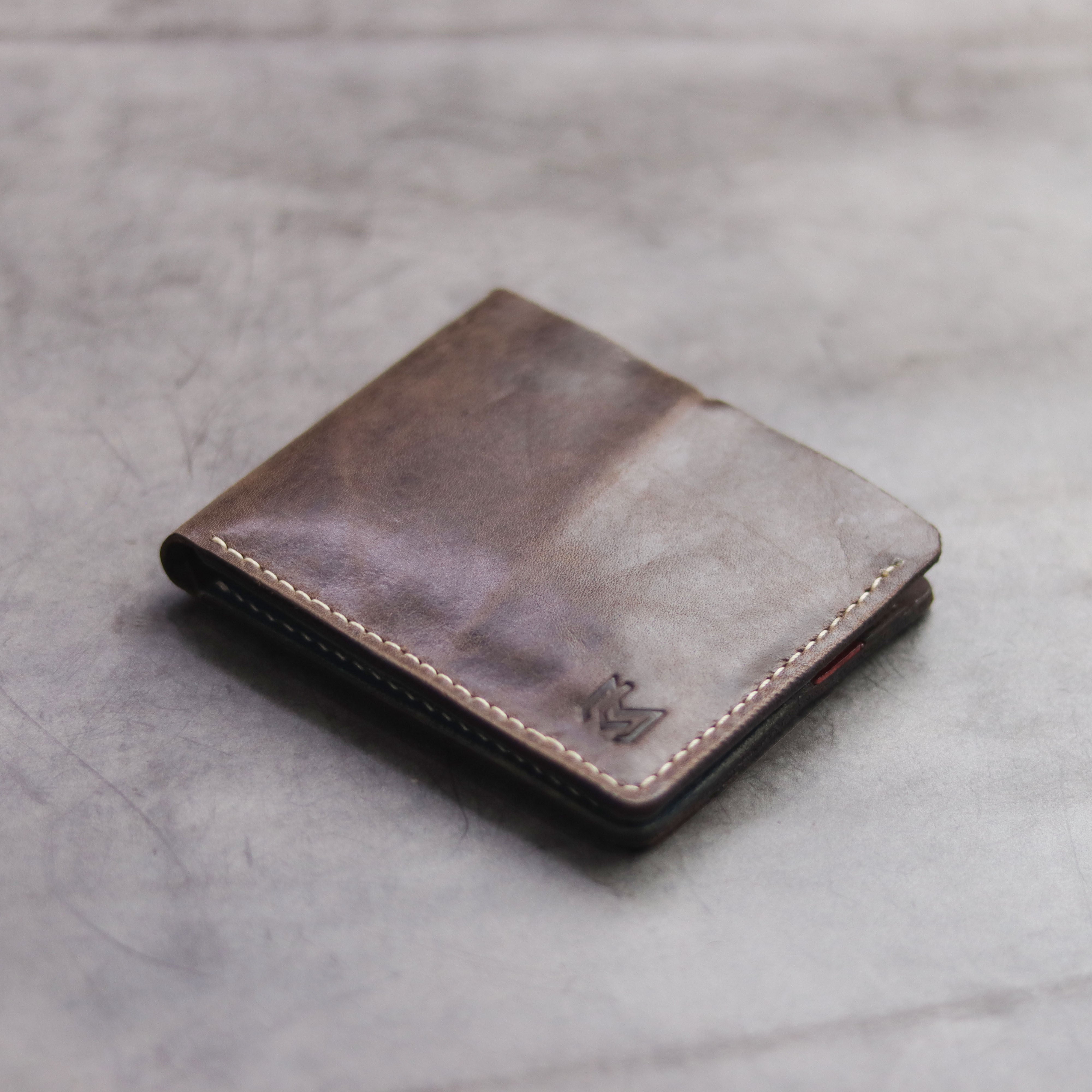 "MAXIMUS" BI-FOLD WALLET - WALNUT BROWN, RED & DEEP BLUE