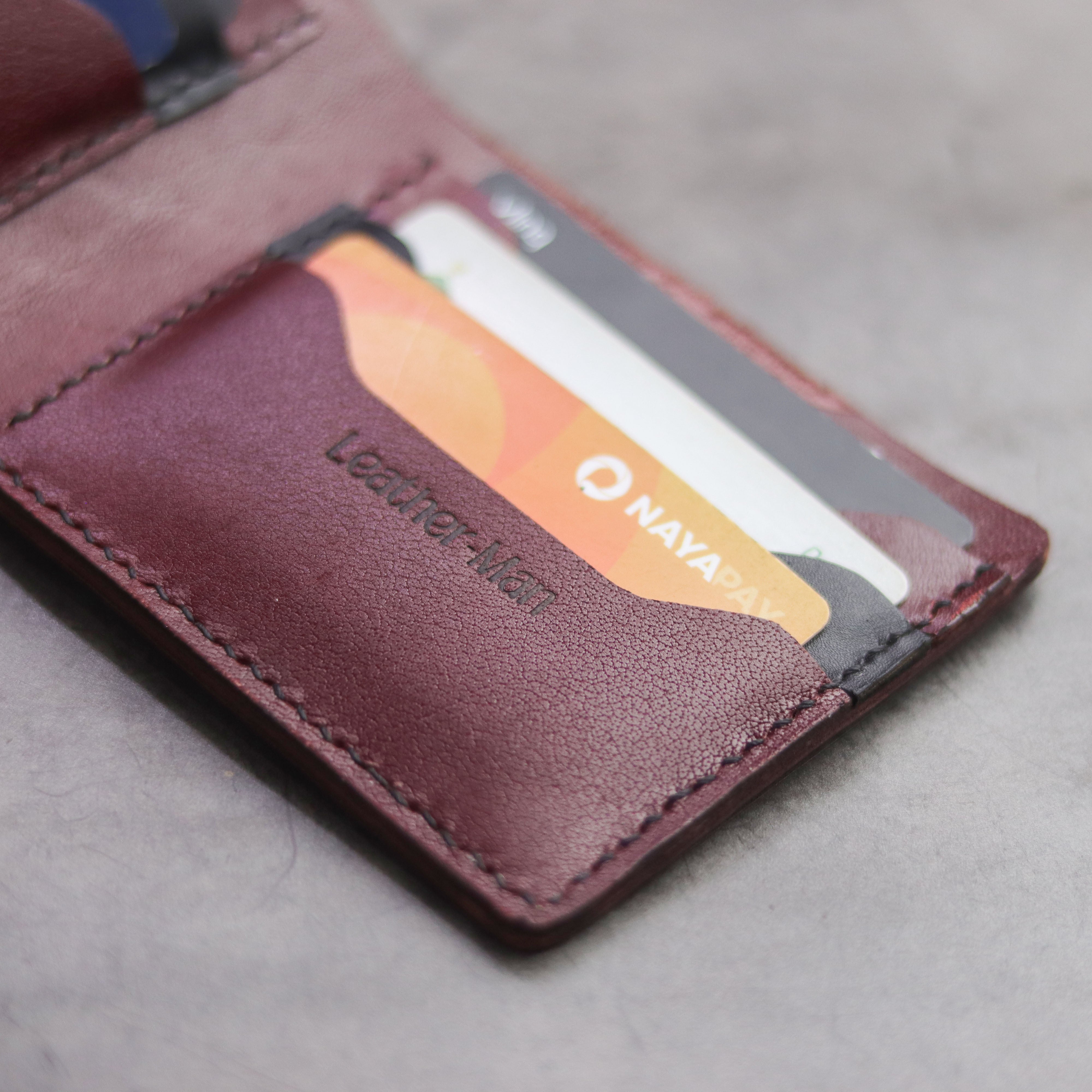 "MAXIMUS" BI-FOLD WALLET - GARNET BURGUNDY