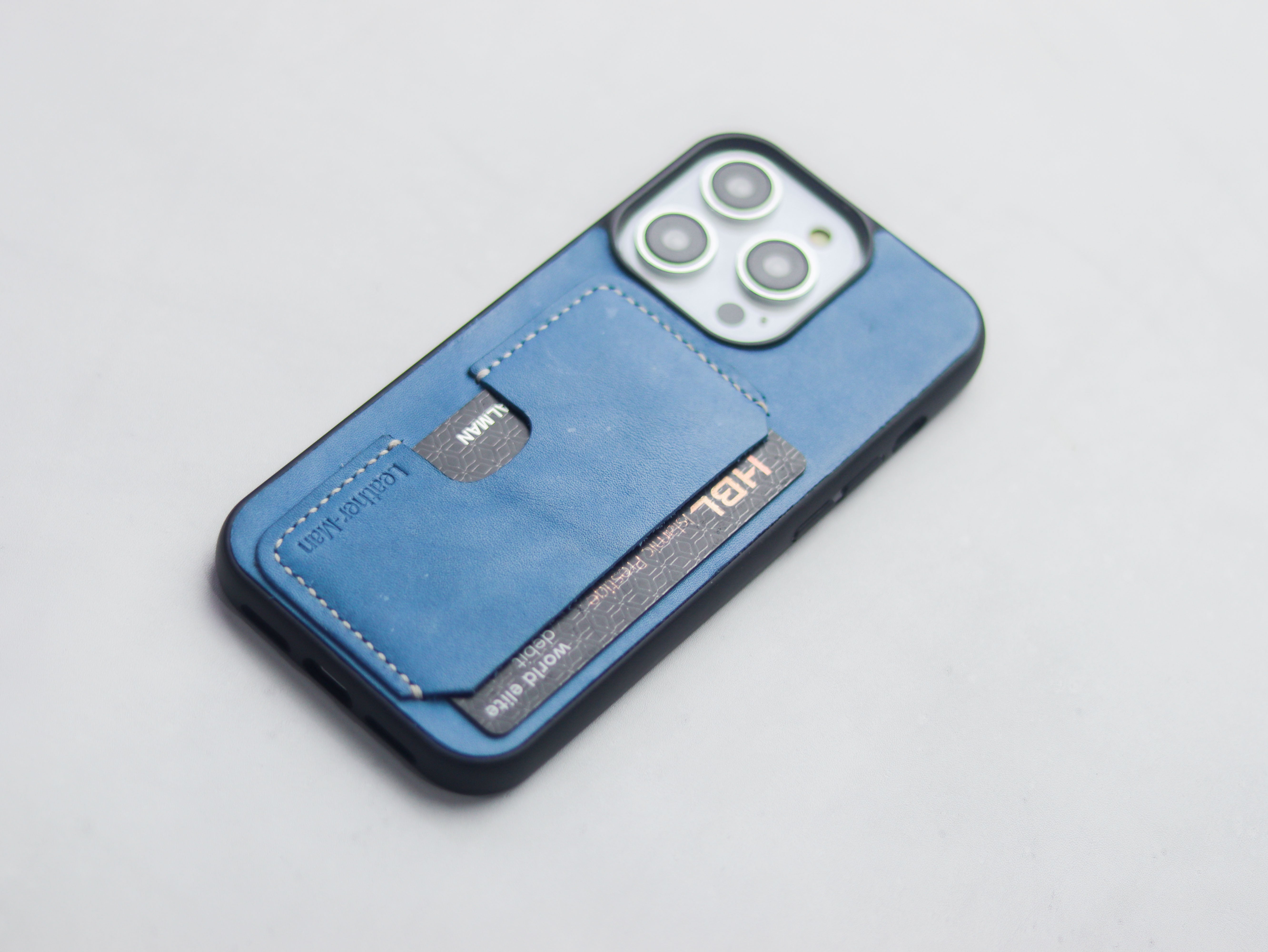 CAROLINE BLUE LEATHER - WALLET PHONE CASE