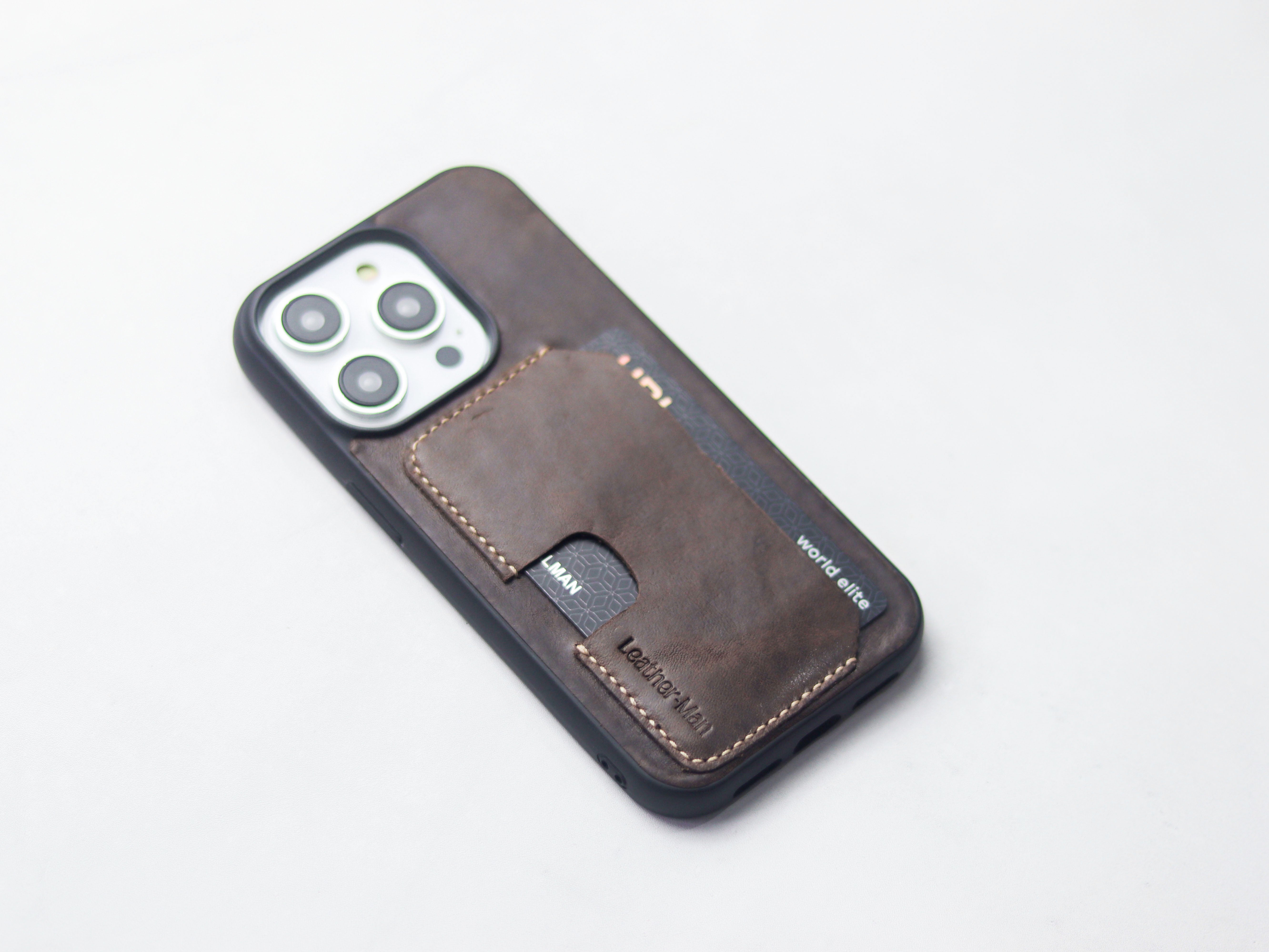 WALNUT BROWN LEATHER - WALLET PHONE CASE